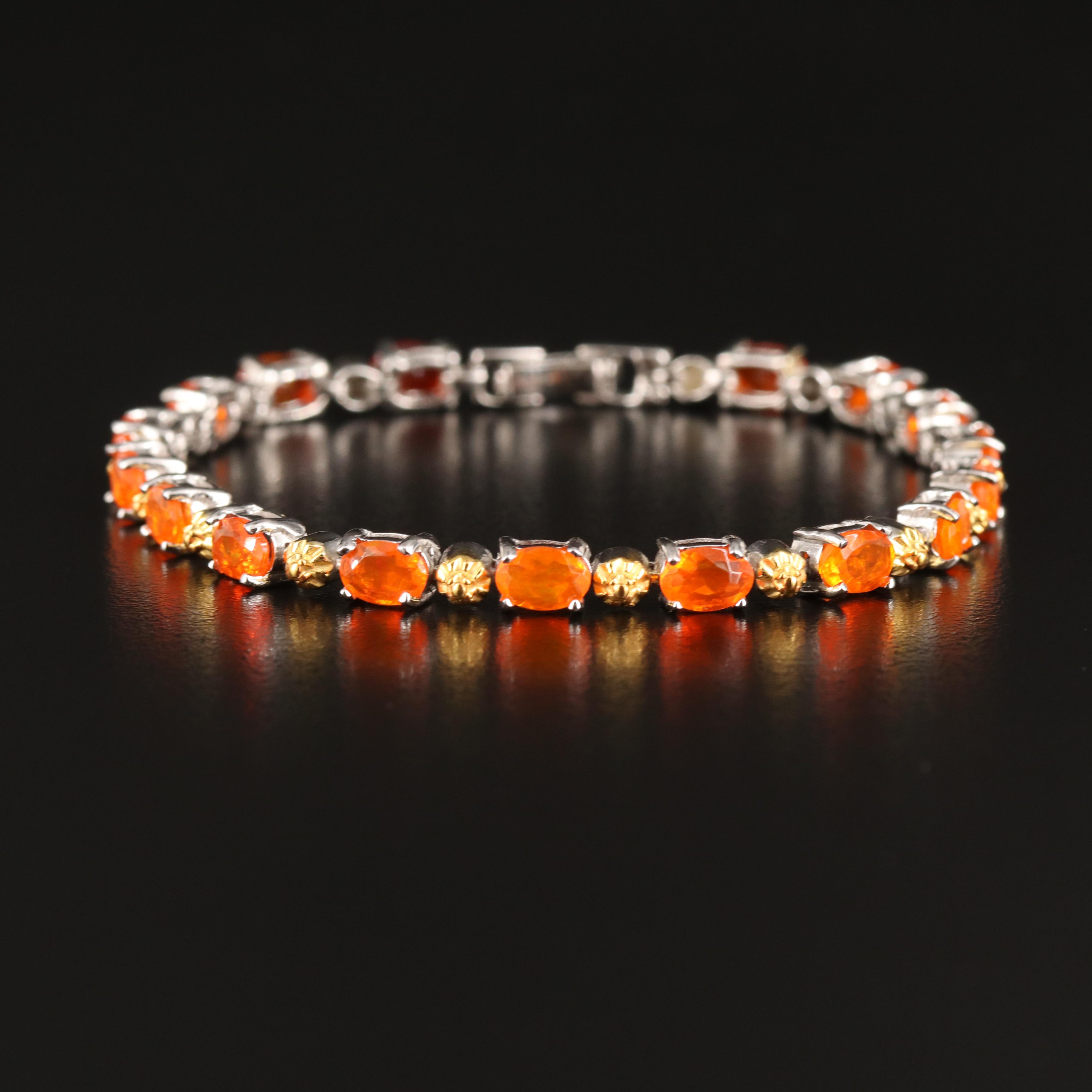 Sterling Fire Opal Bracelet