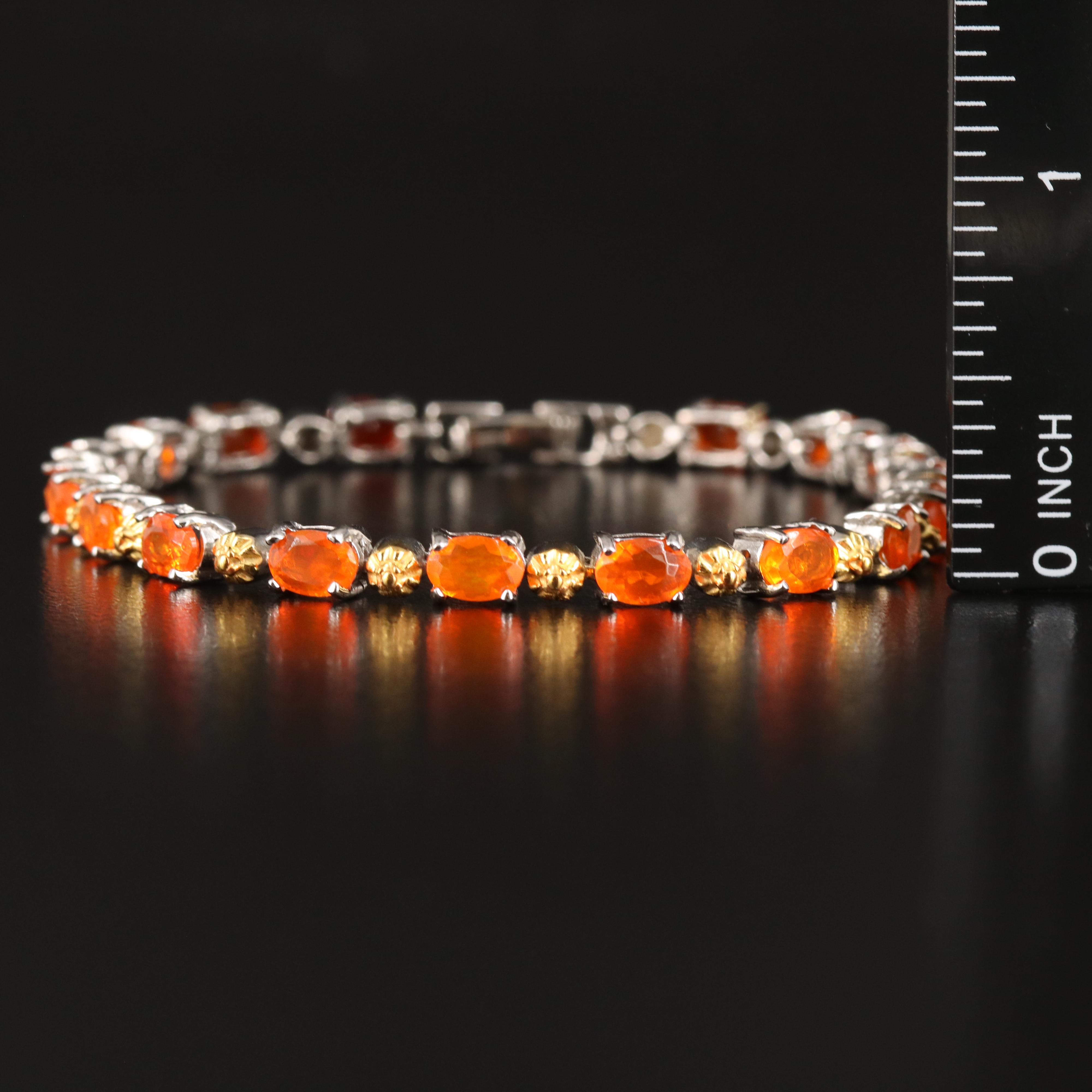 Sterling Fire Opal Bracelet