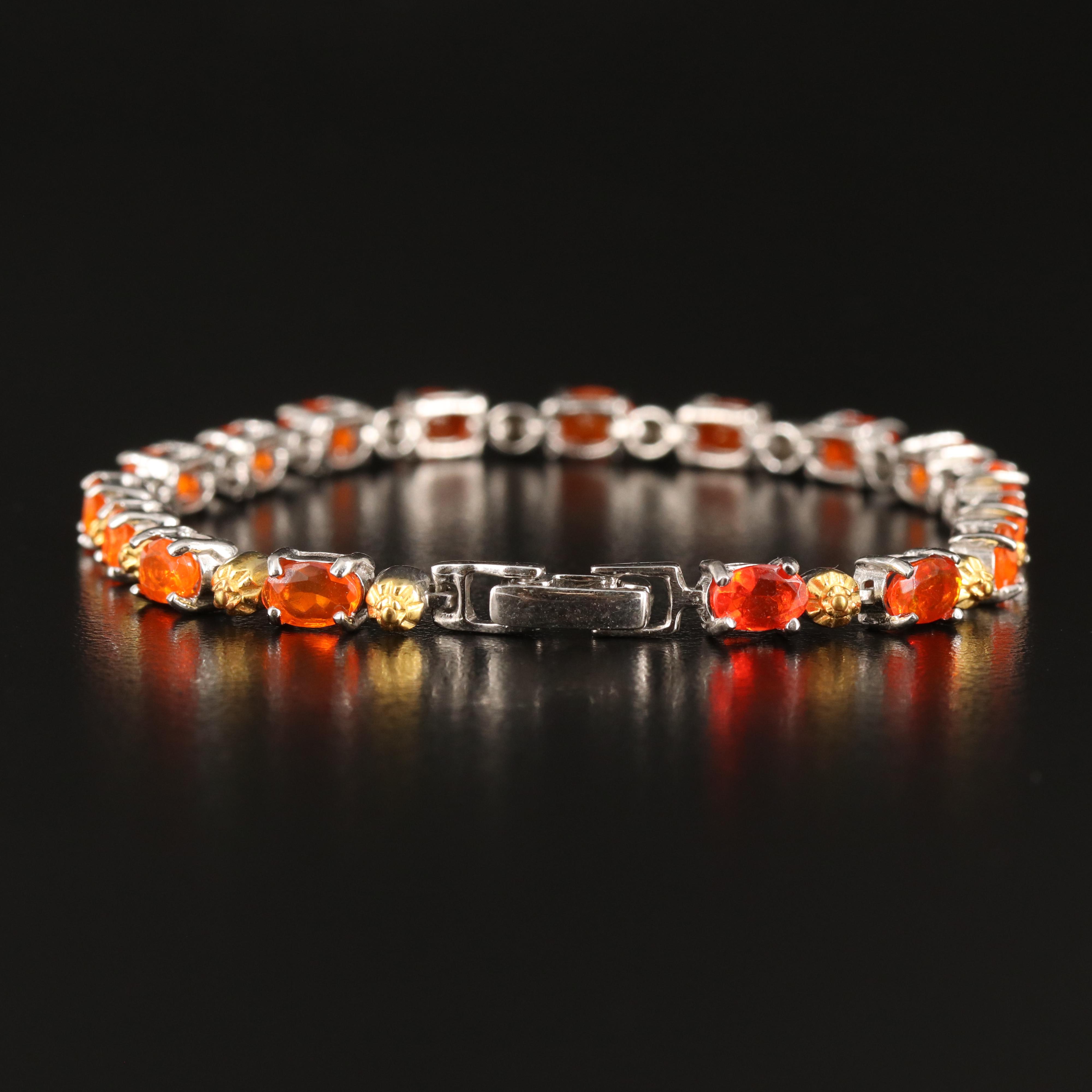 Sterling Fire Opal Bracelet