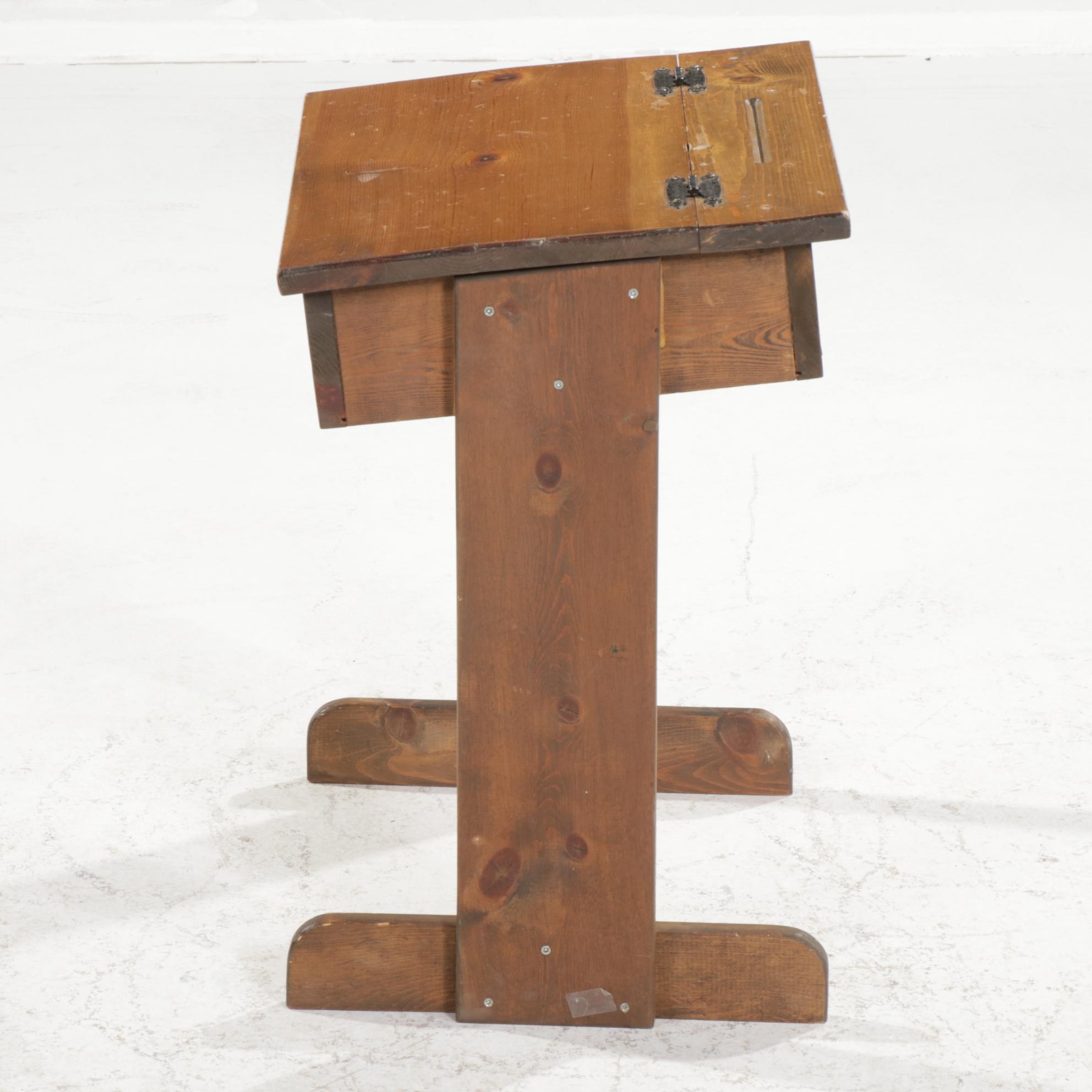 Primitive Style Pine Lift-Lid Elementary School Desk, Mid to Late 20th Century