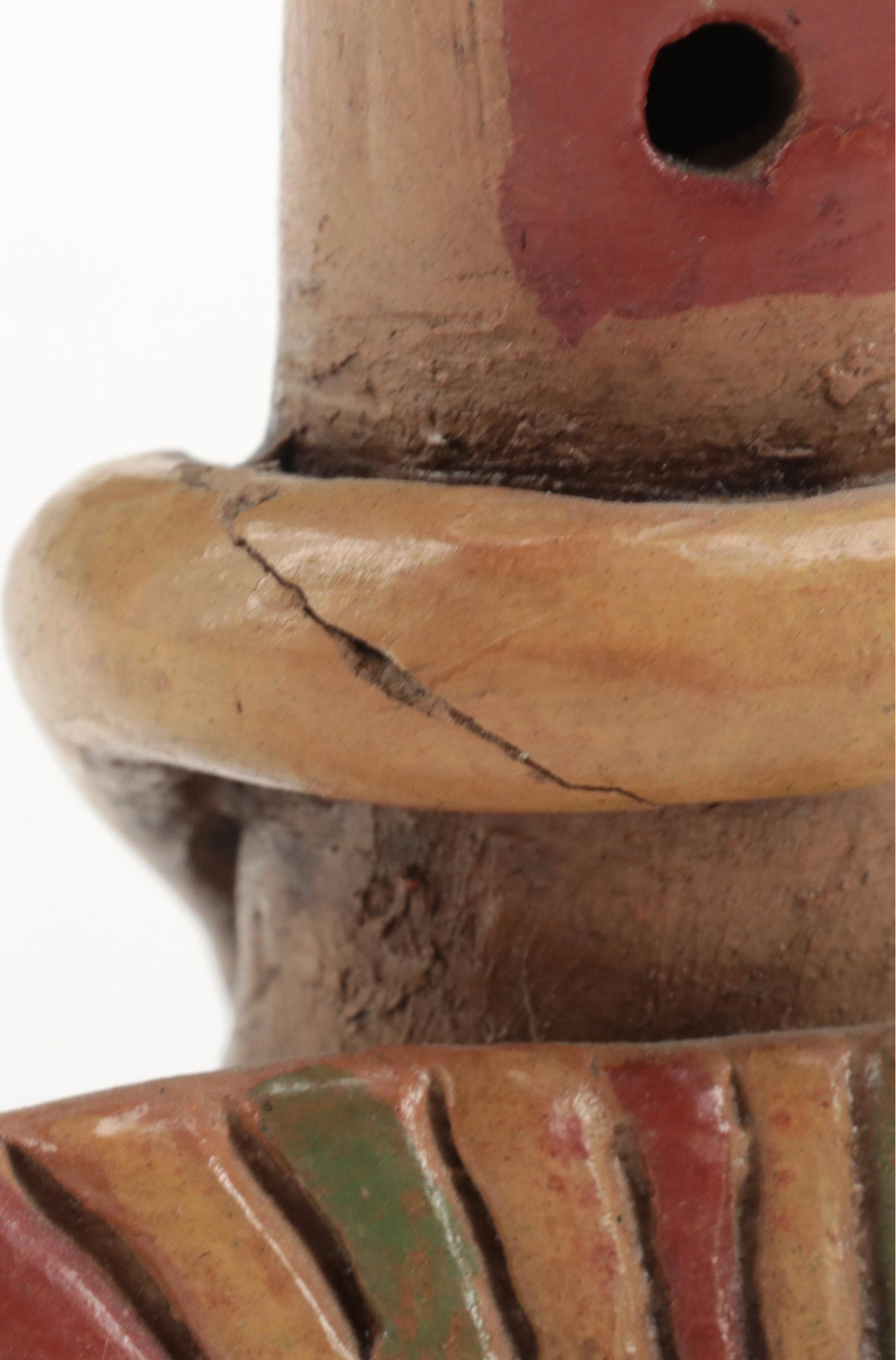 Central American Style Hand-Painted Aztec Themed Clay Flutes