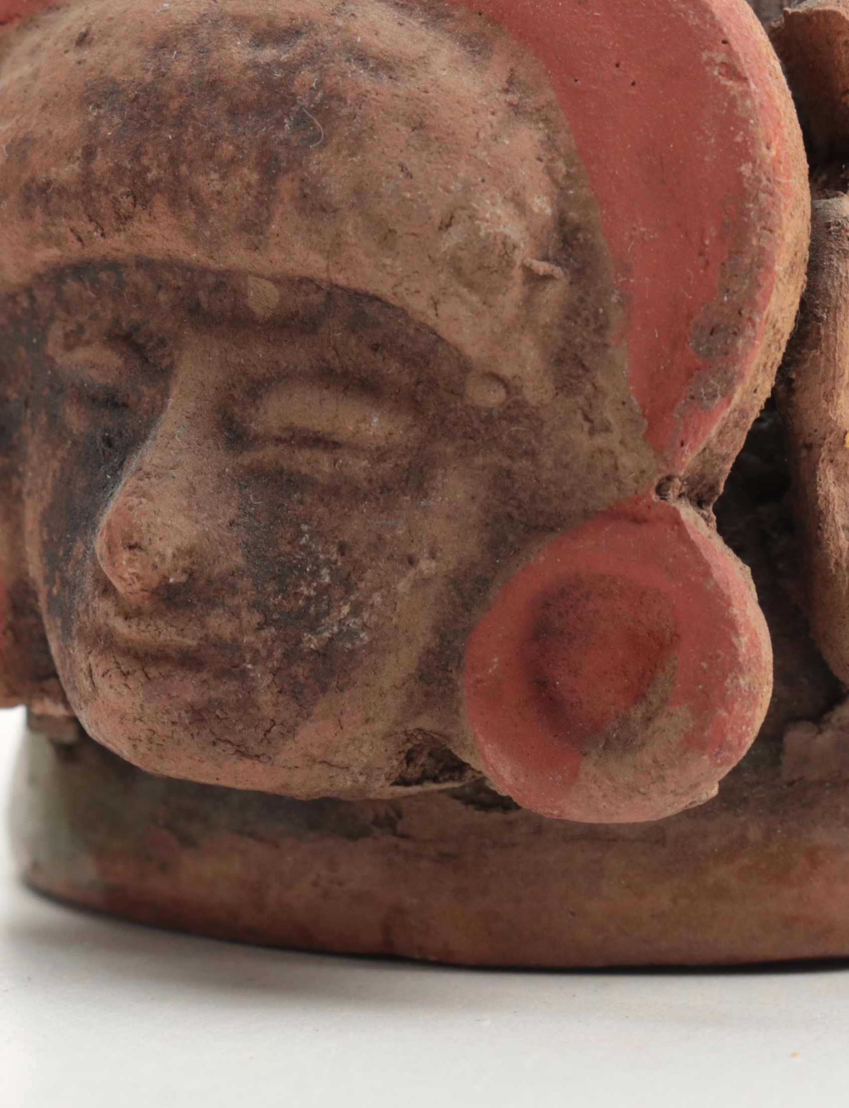 Central American Style Hand-Painted Aztec Themed Clay Flutes