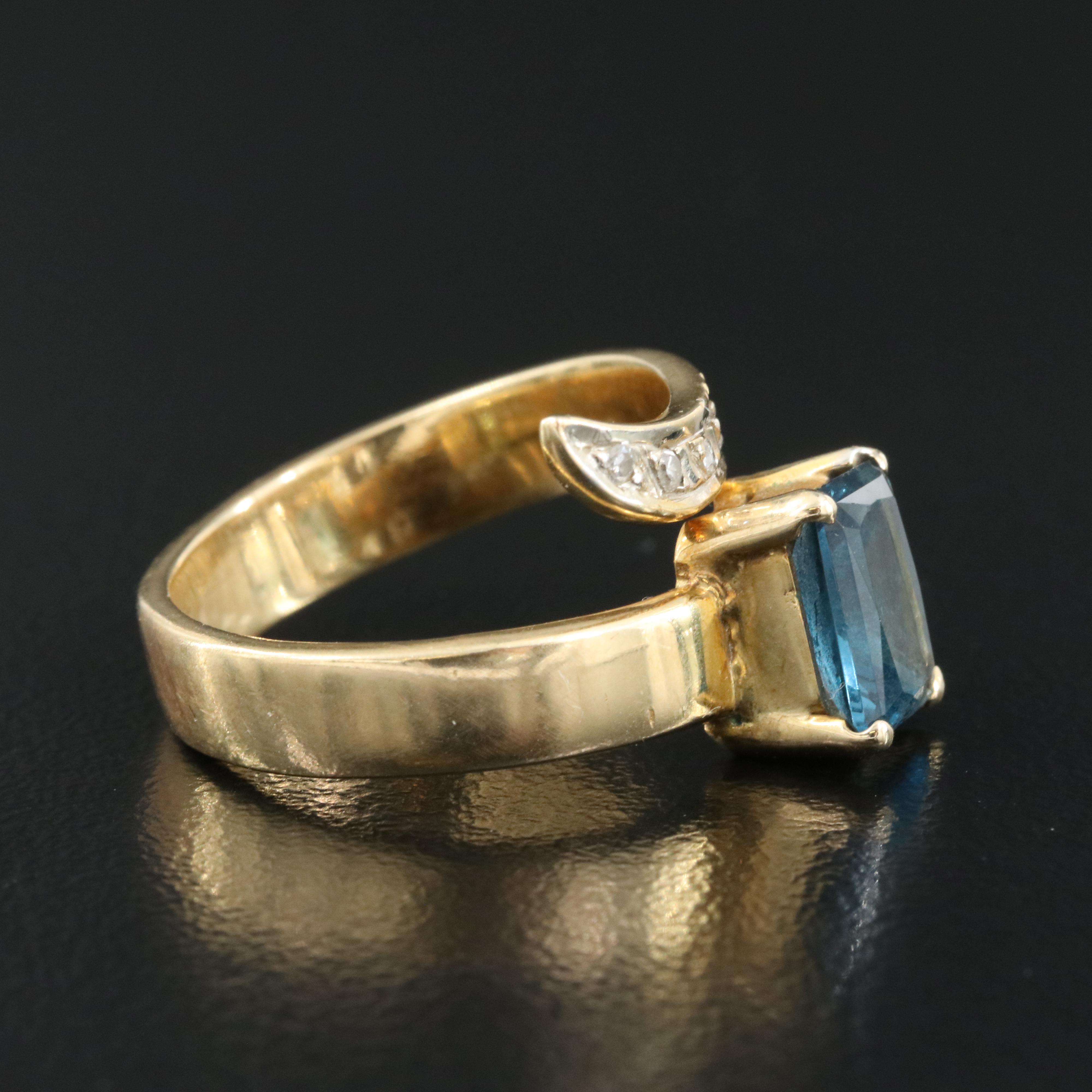 14K London Blue Topaz and Diamond Bypass Ring