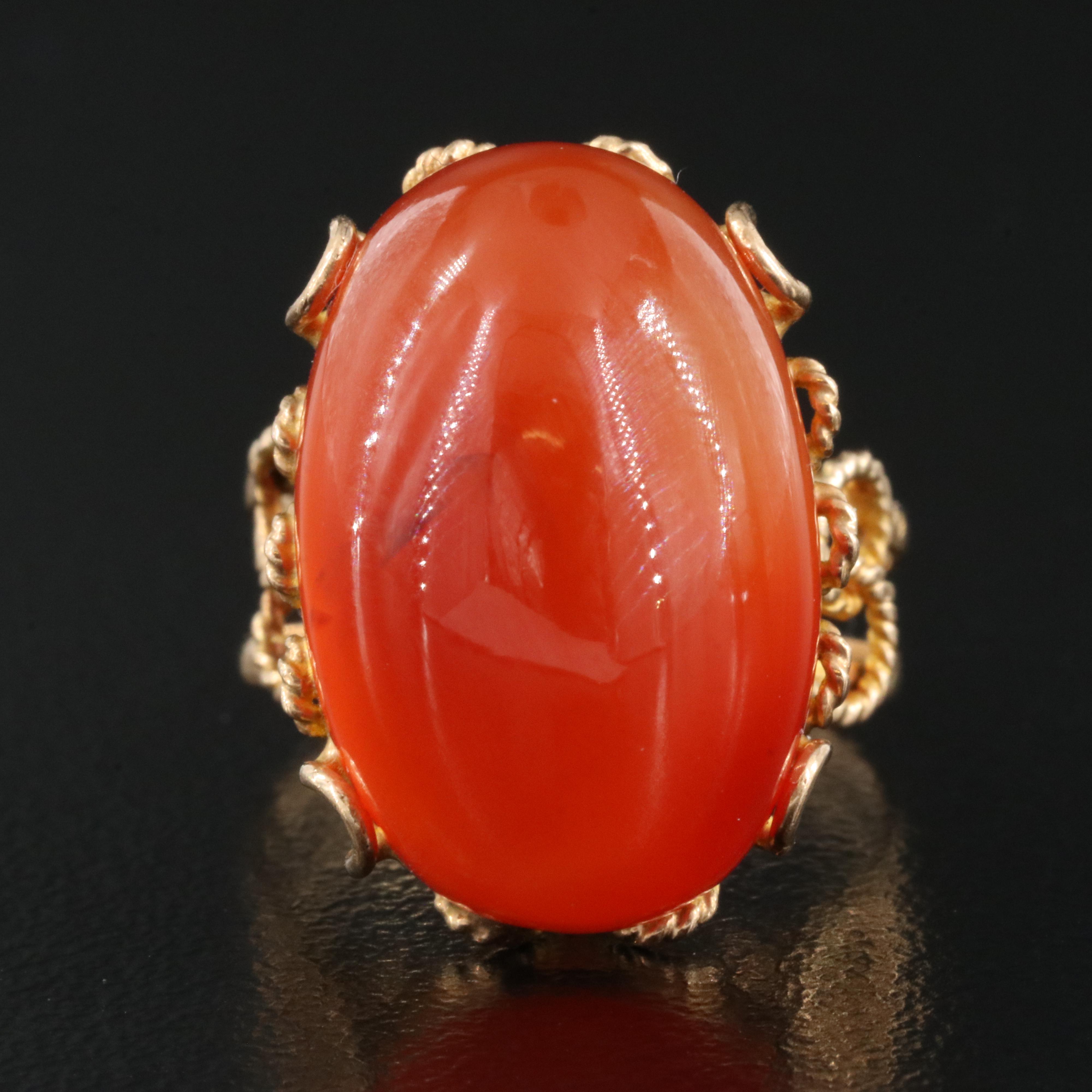14K Carnelian Solitaire Ring