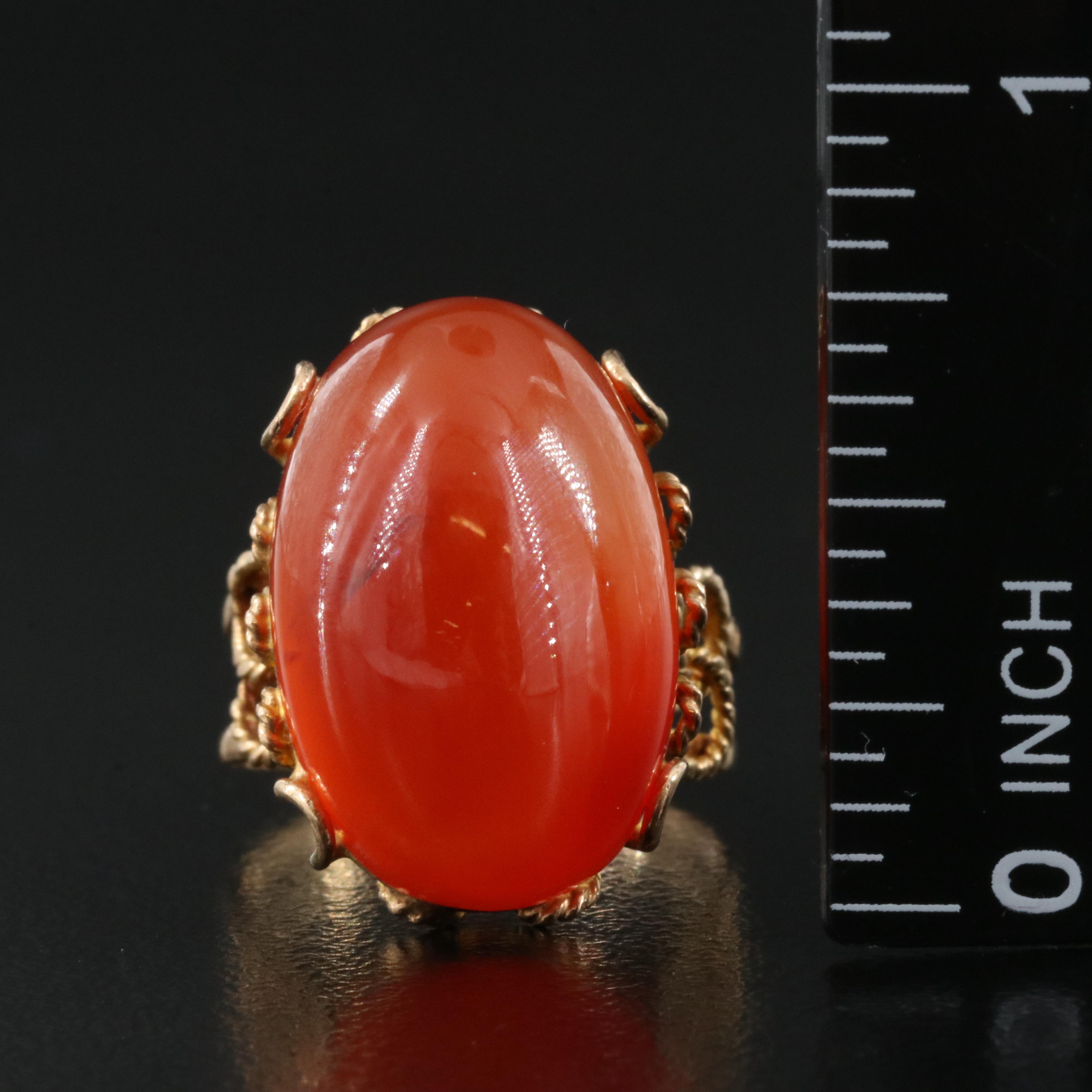 14K Carnelian Solitaire Ring