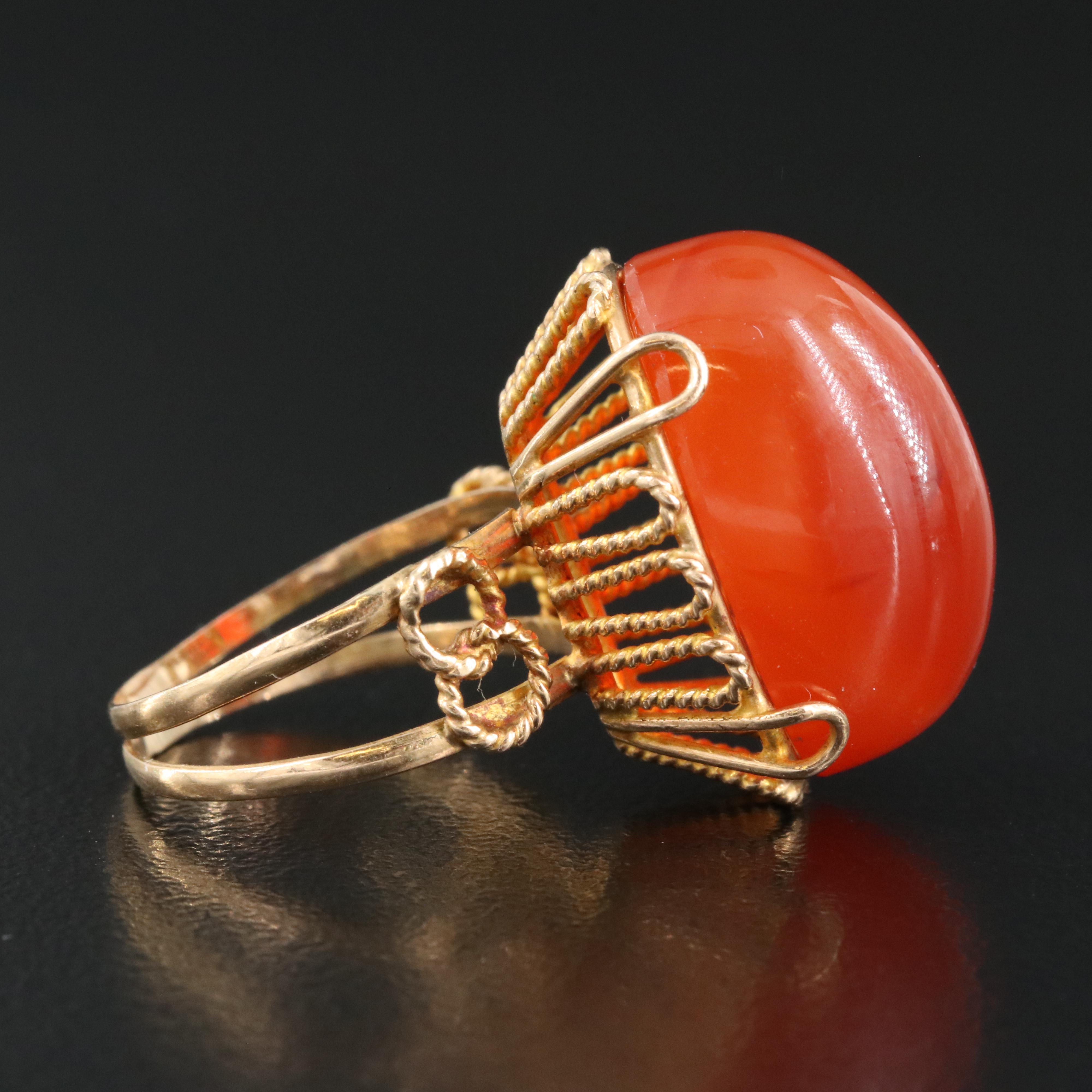 14K Carnelian Solitaire Ring