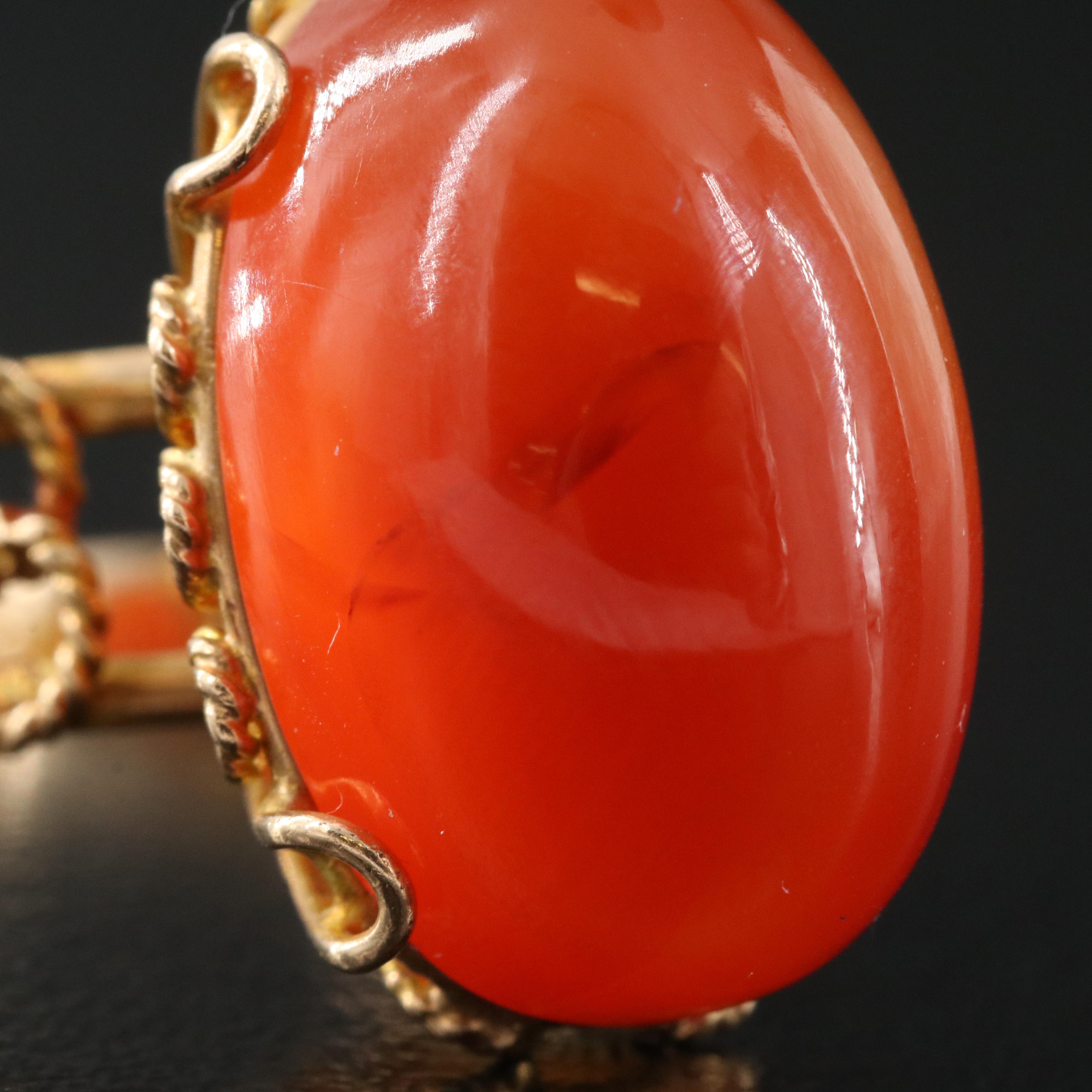 14K Carnelian Solitaire Ring