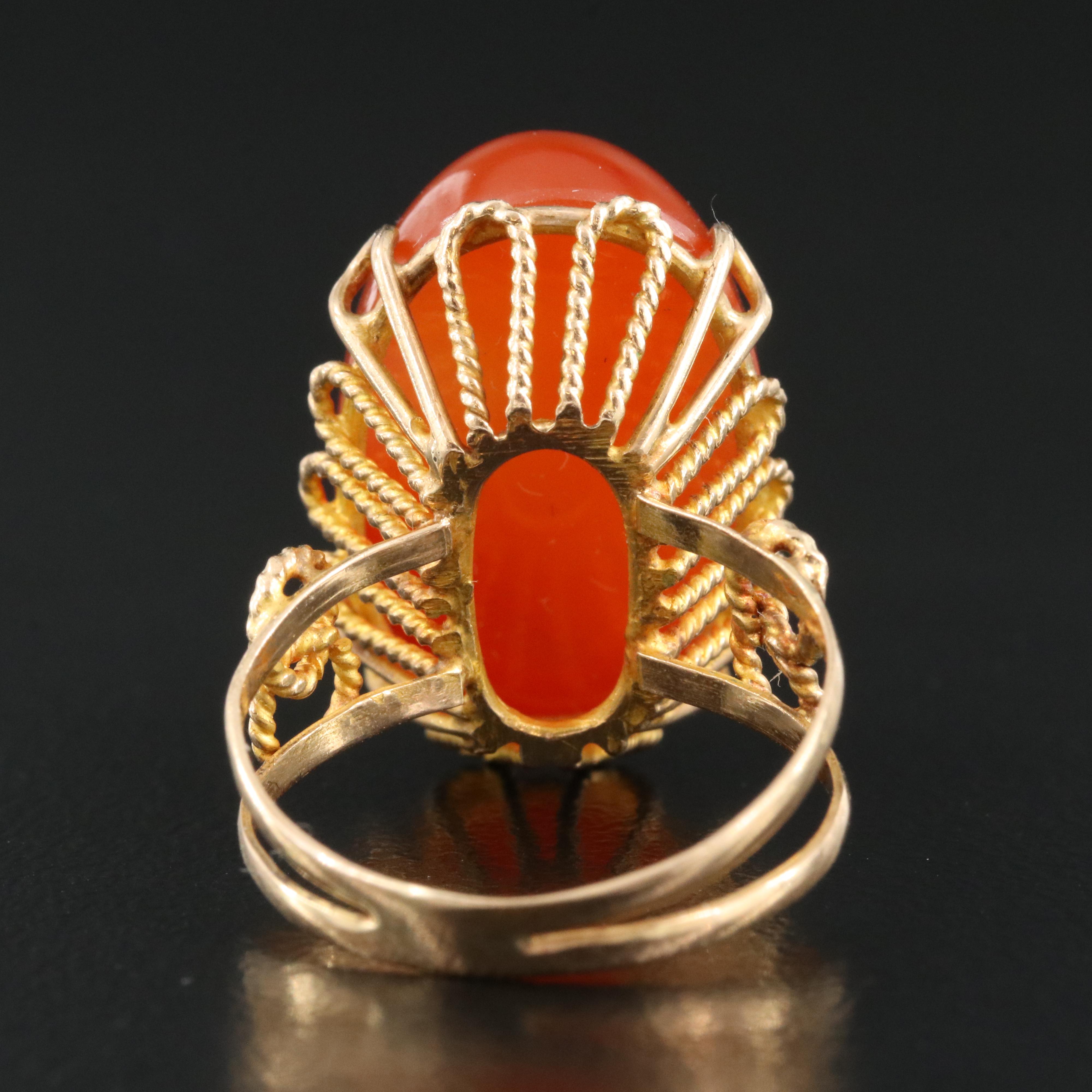 14K Carnelian Solitaire Ring