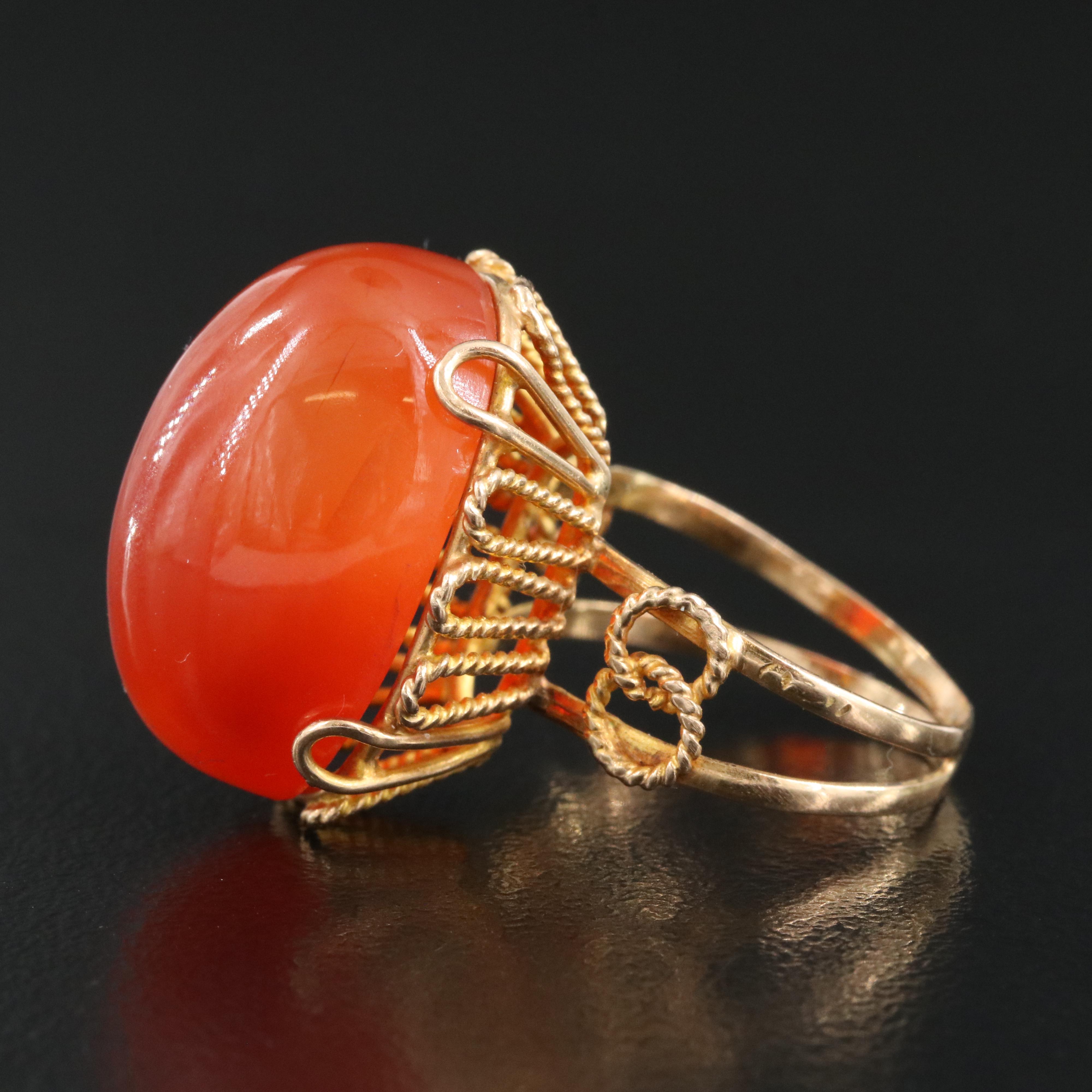 14K Carnelian Solitaire Ring