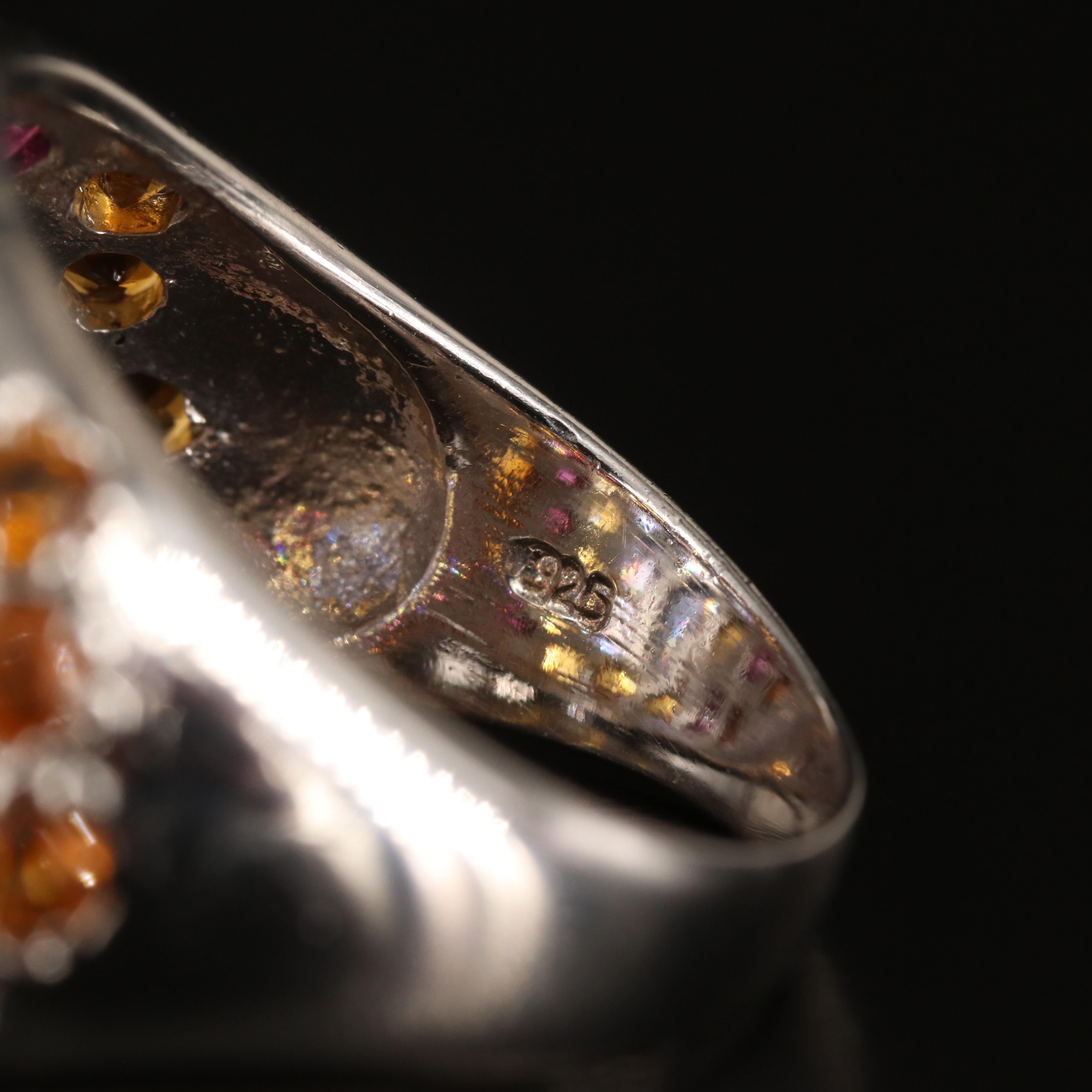 Sterling Tanzanite, Citrine and Garnet Dome Ring