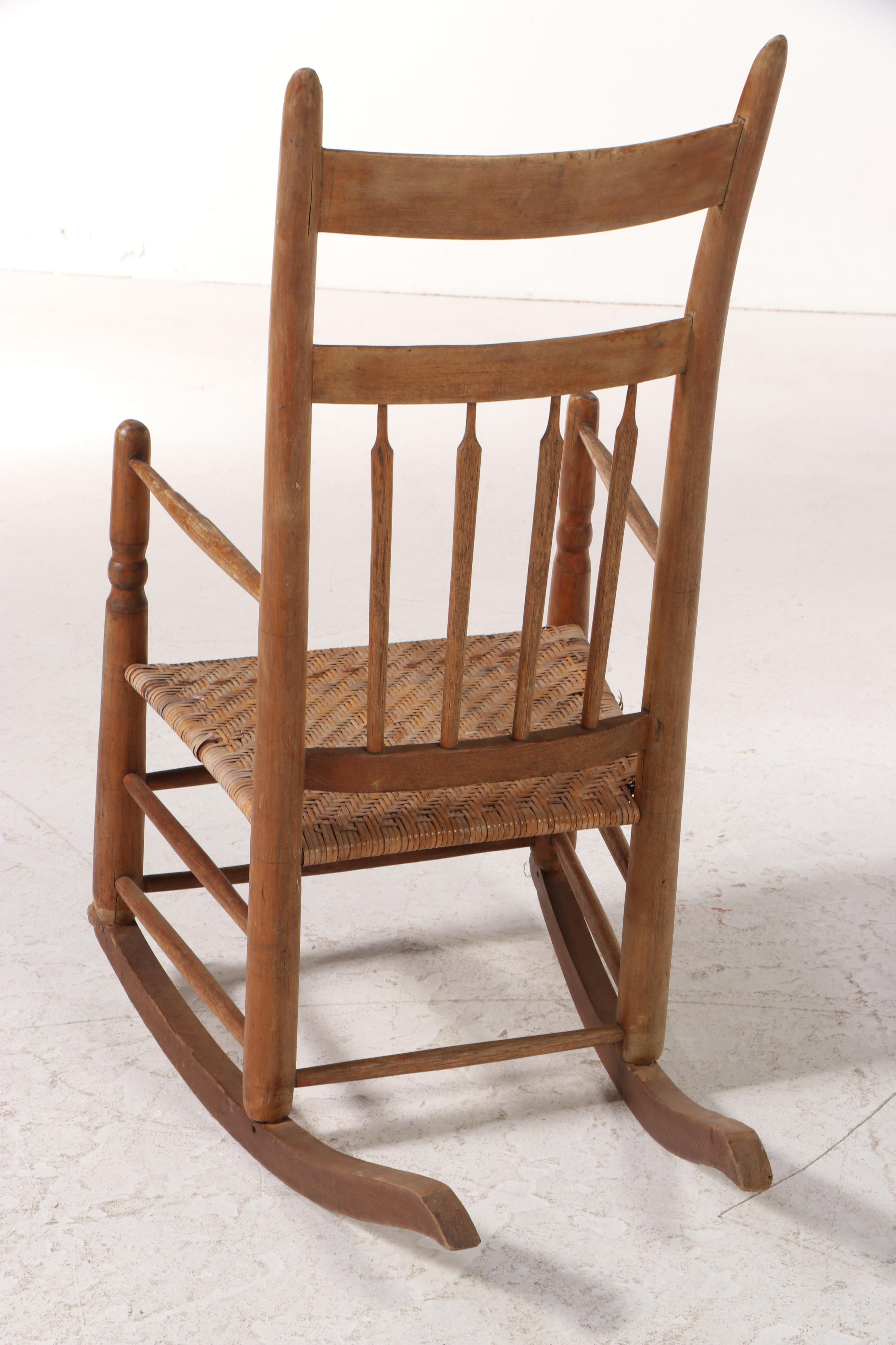 American Primitive Wooden Arrow-Back Rocking Chair, 19th Century