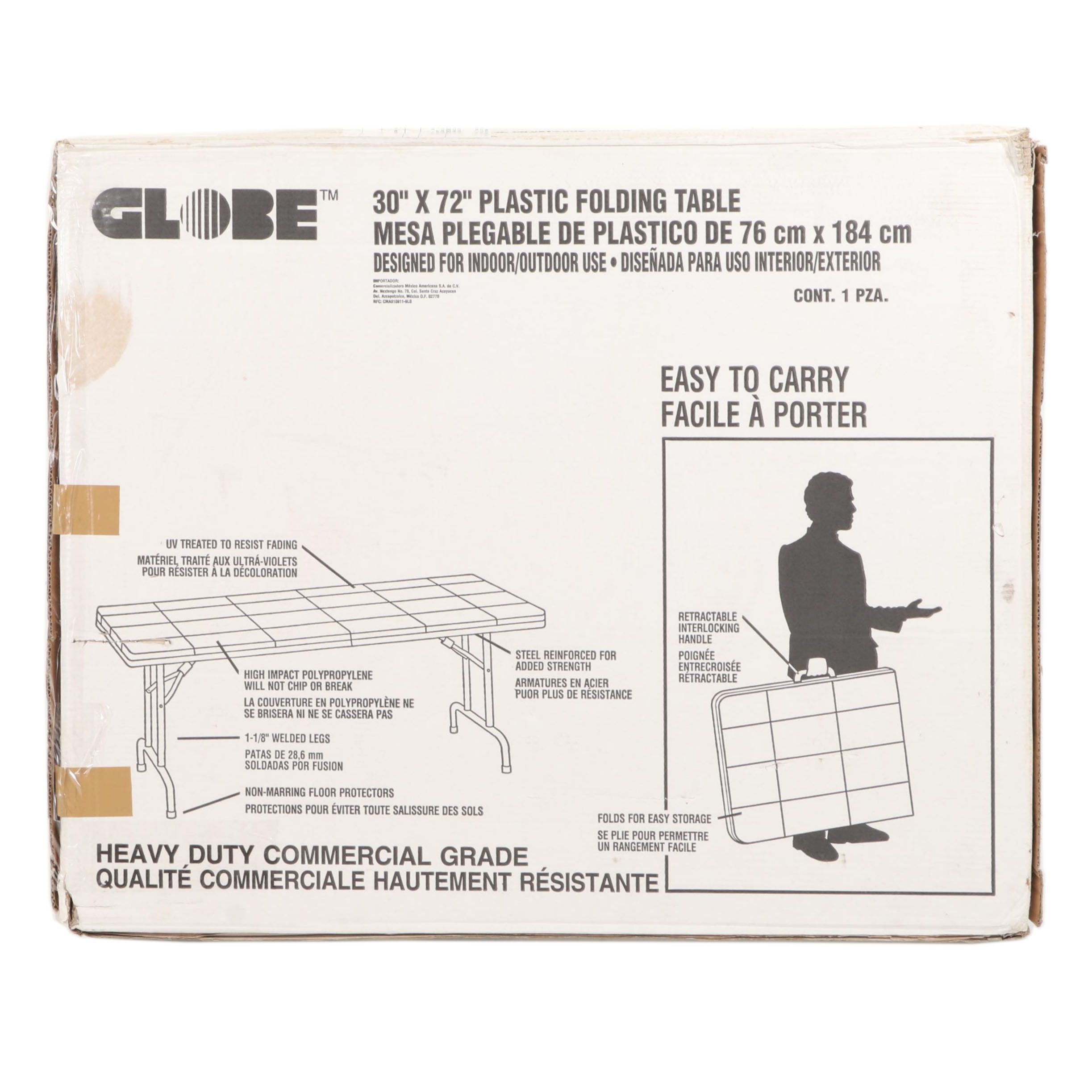Globe 30" x 72" Plastic Folding Table