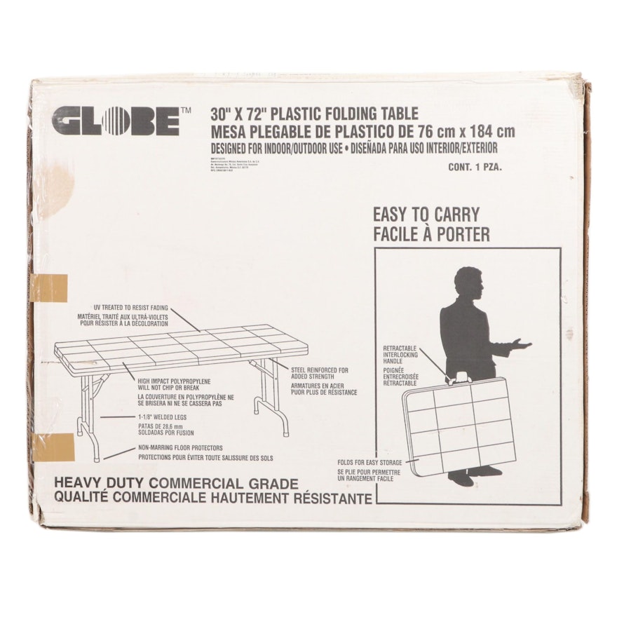 Globe 30" x 72" Plastic Folding Table