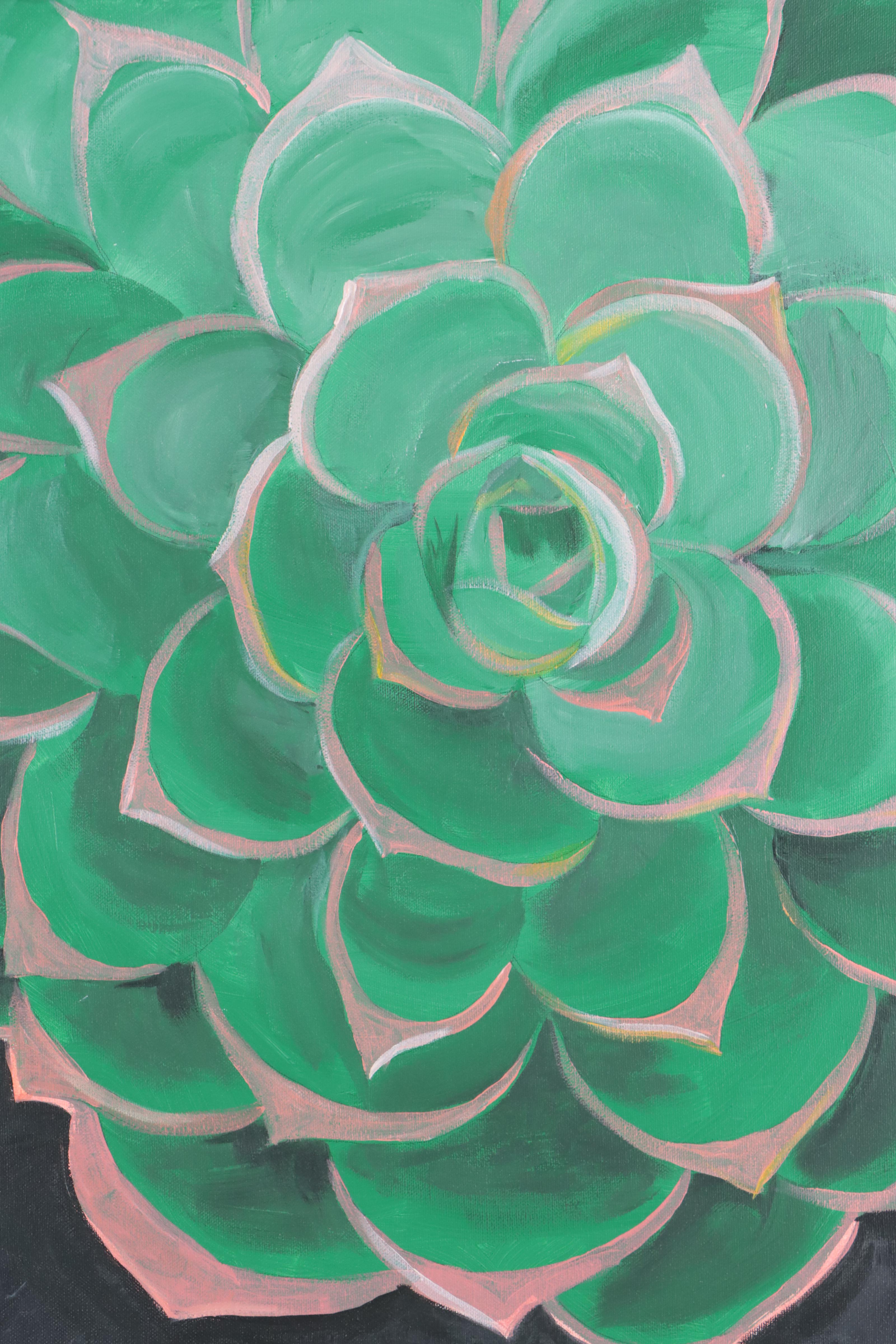 Acrylic Painting of Succulent, 21st Century