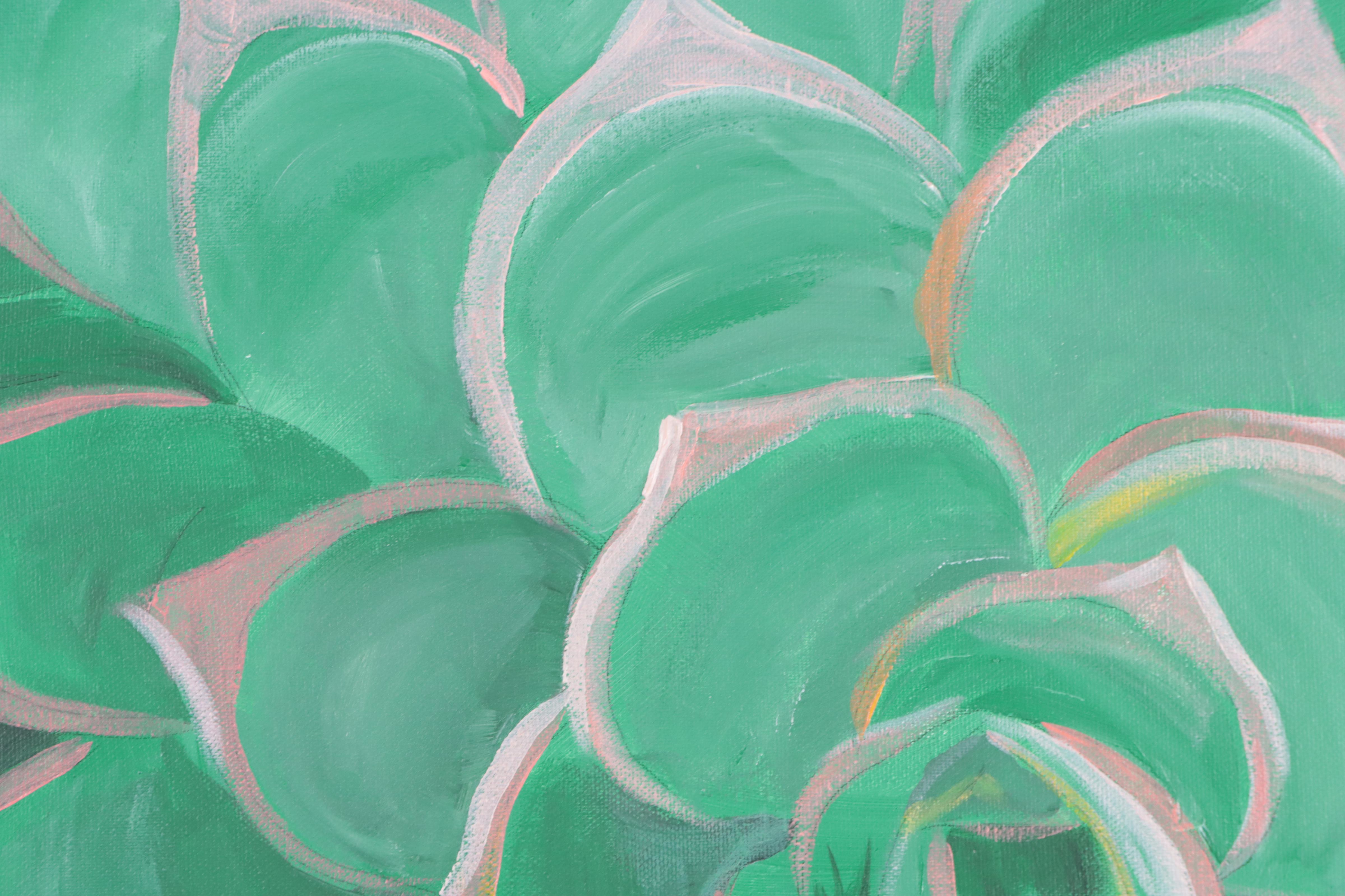 Acrylic Painting of Succulent, 21st Century