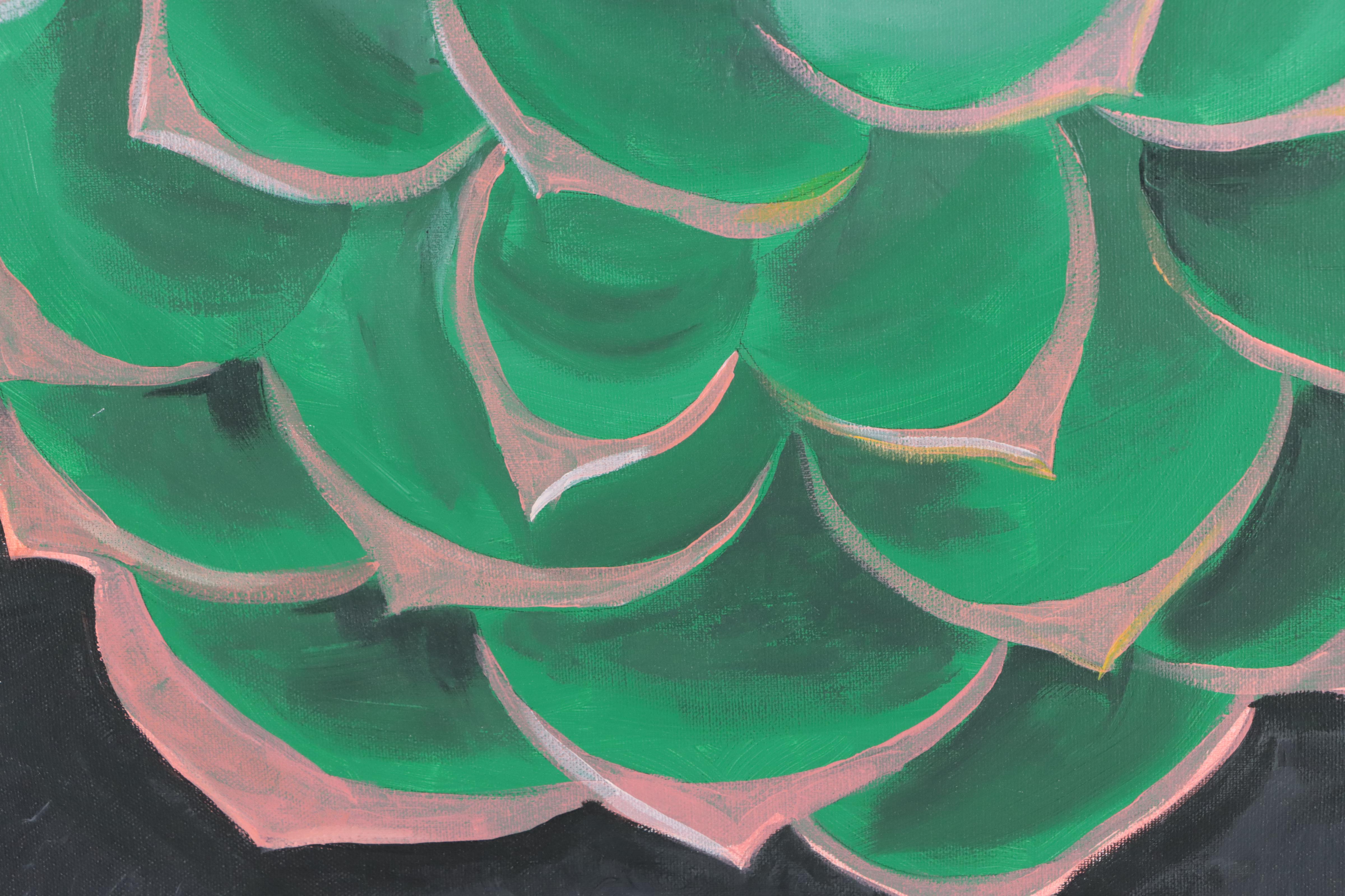 Acrylic Painting of Succulent, 21st Century