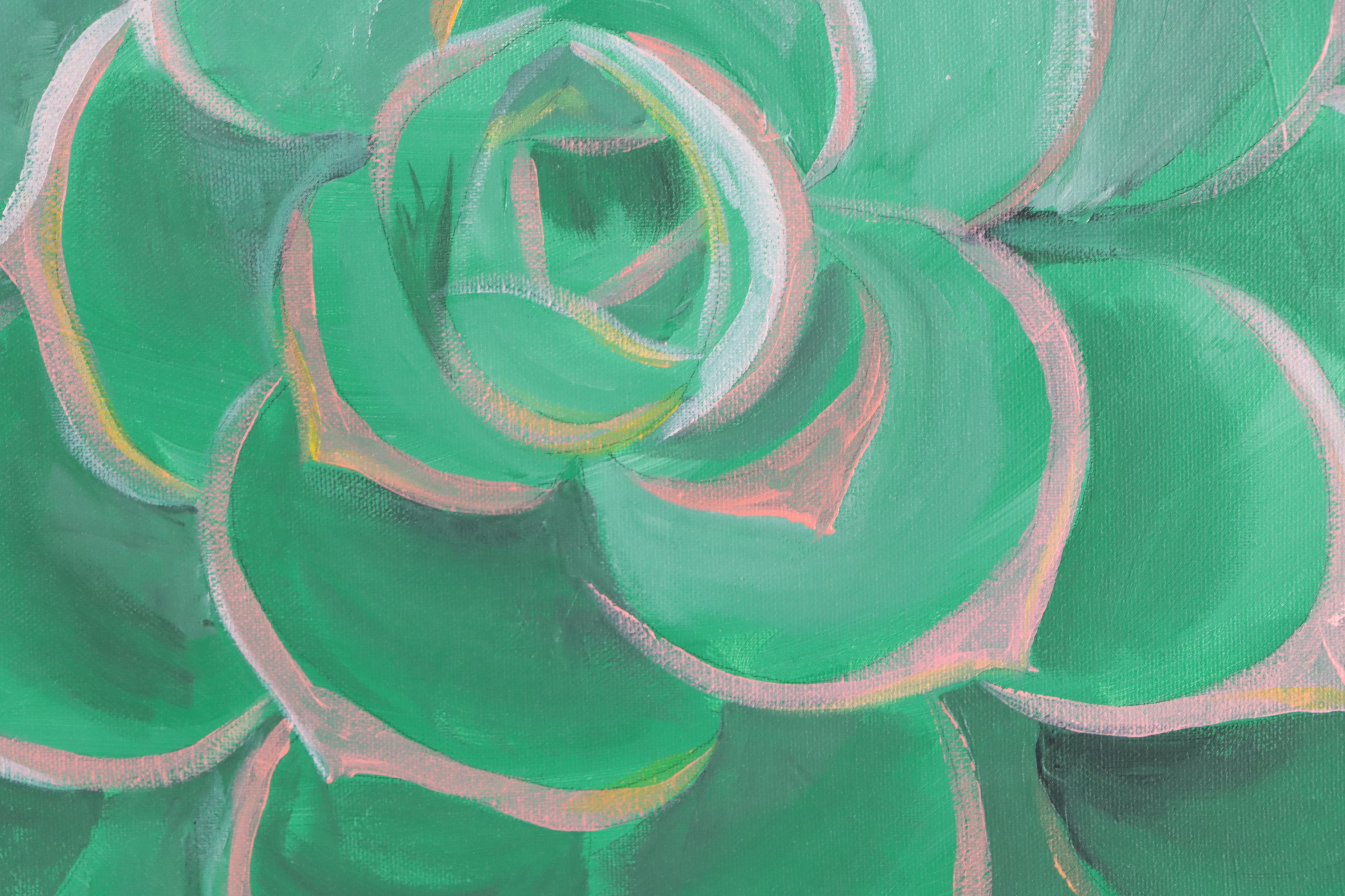 Acrylic Painting of Succulent, 21st Century