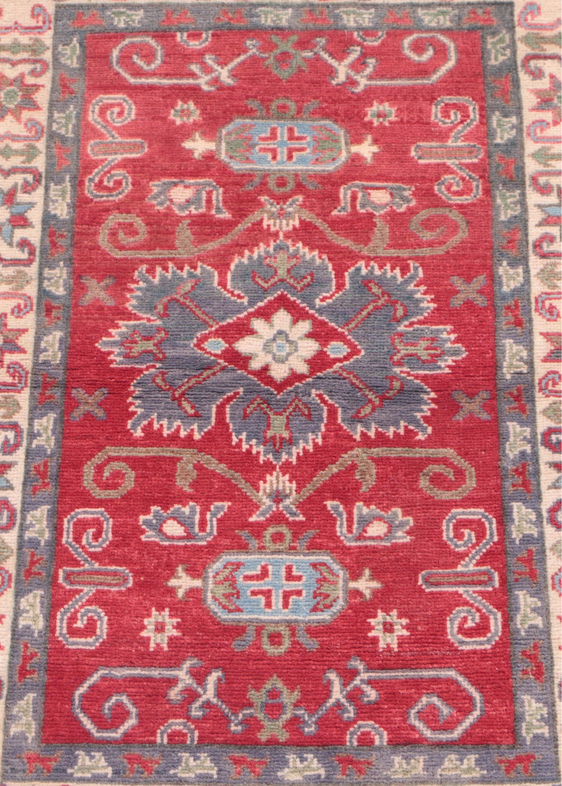 2'7 x 3'11 Hand-Knotted Pakistani Kazak Accent Rug