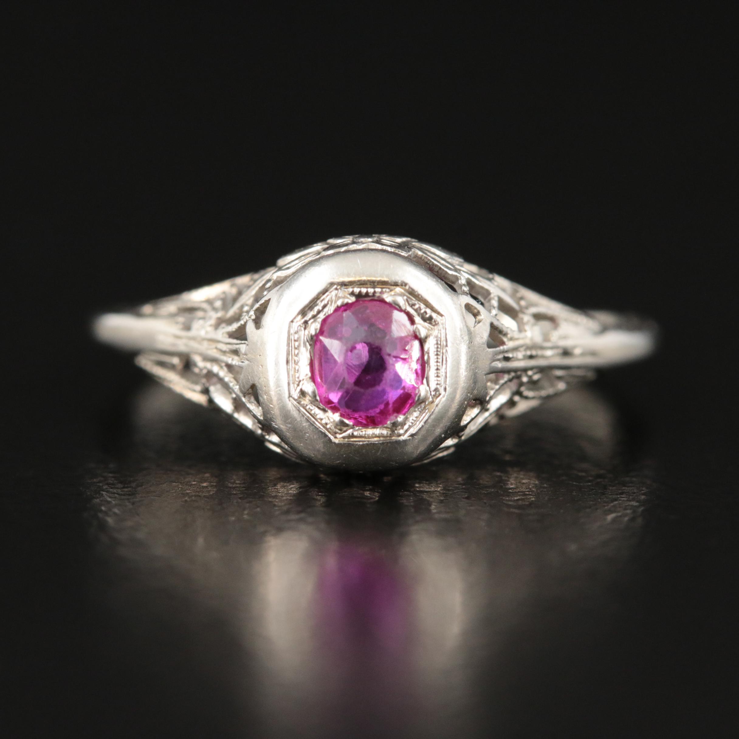 Edwardian 18K Ruby Floral Ring