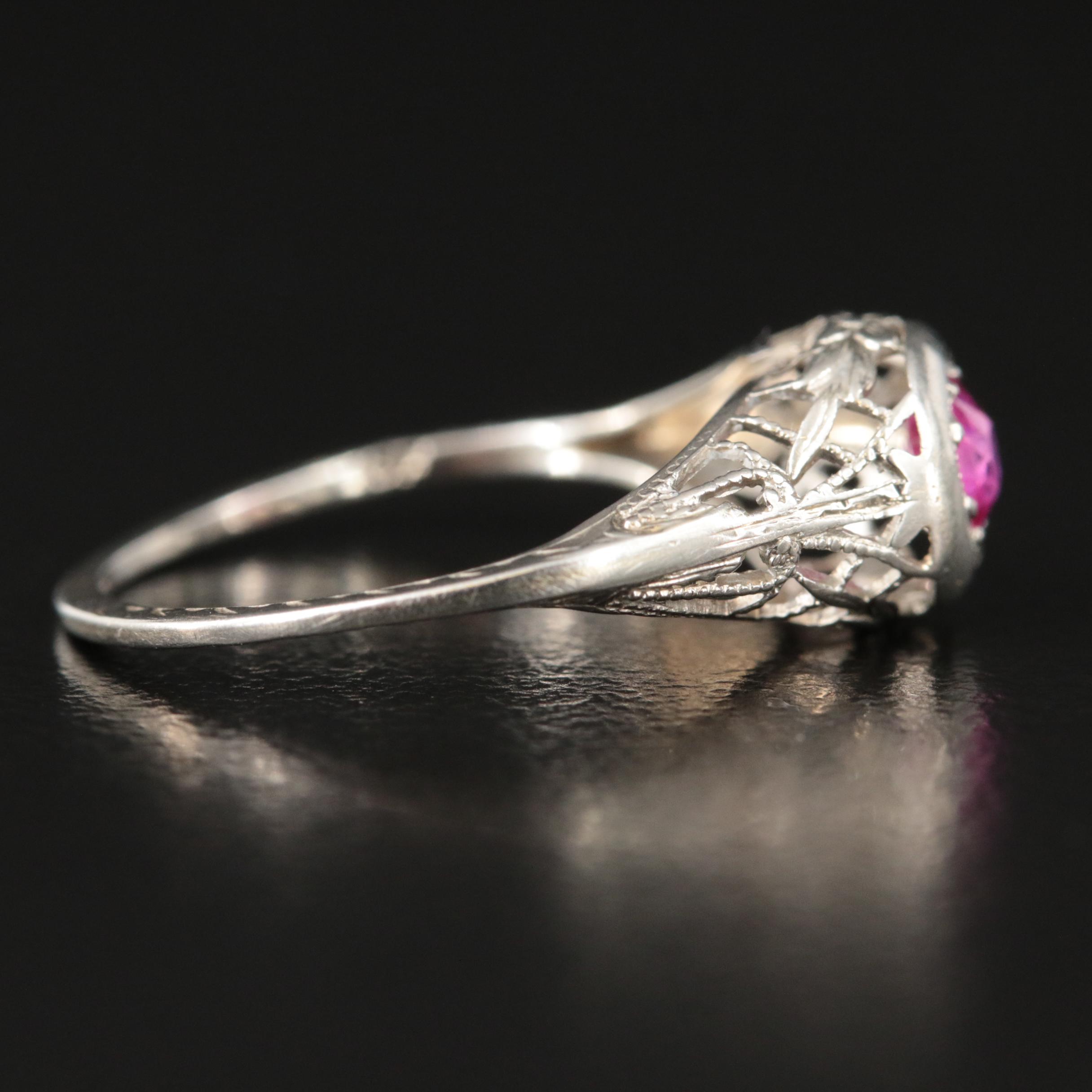 Edwardian 18K Ruby Floral Ring
