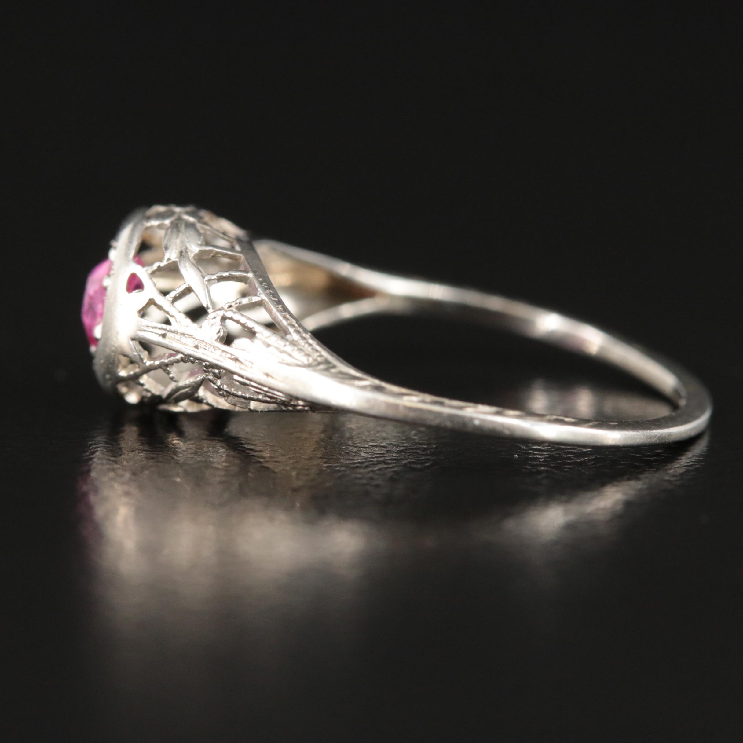 Edwardian 18K Ruby Floral Ring