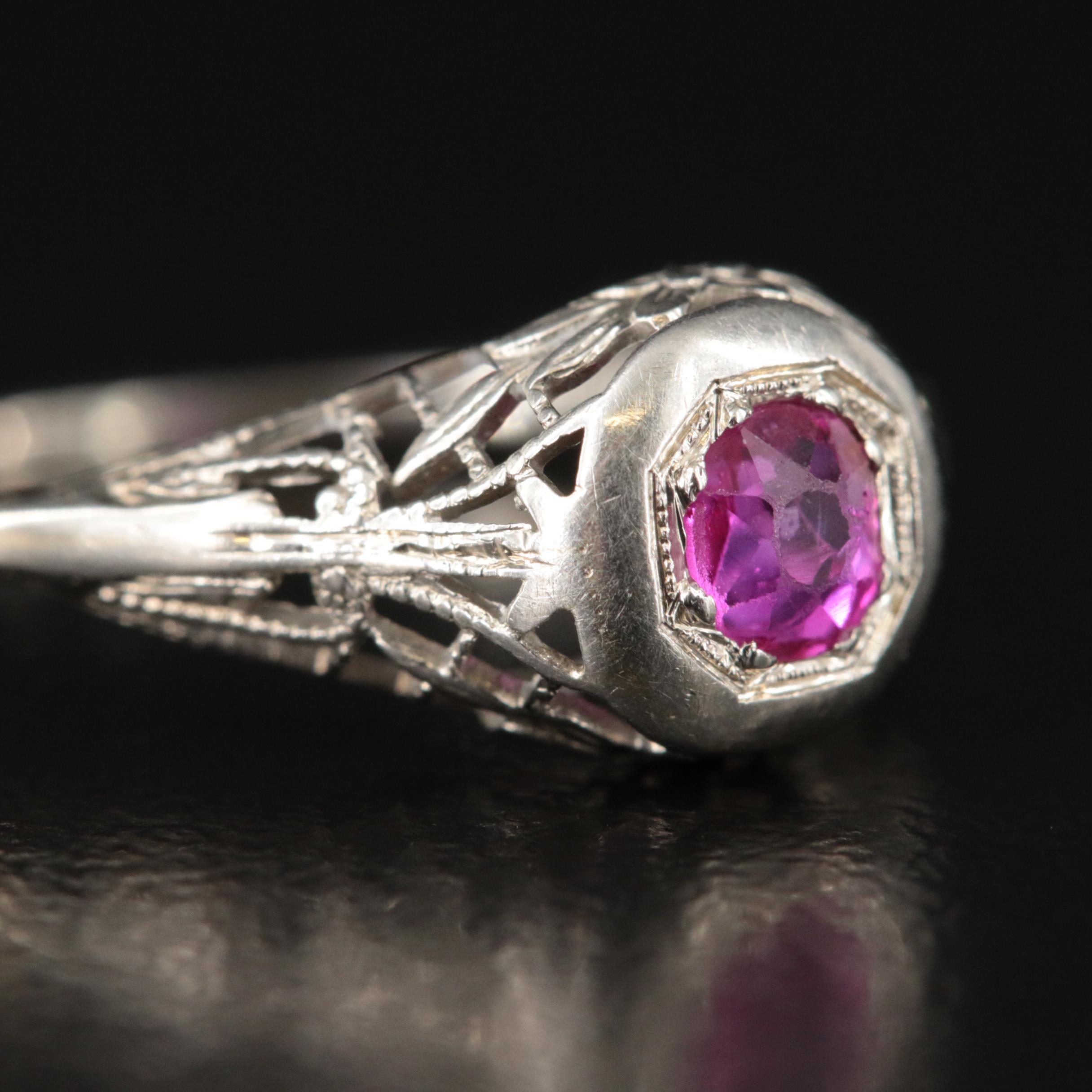 Edwardian 18K Ruby Floral Ring