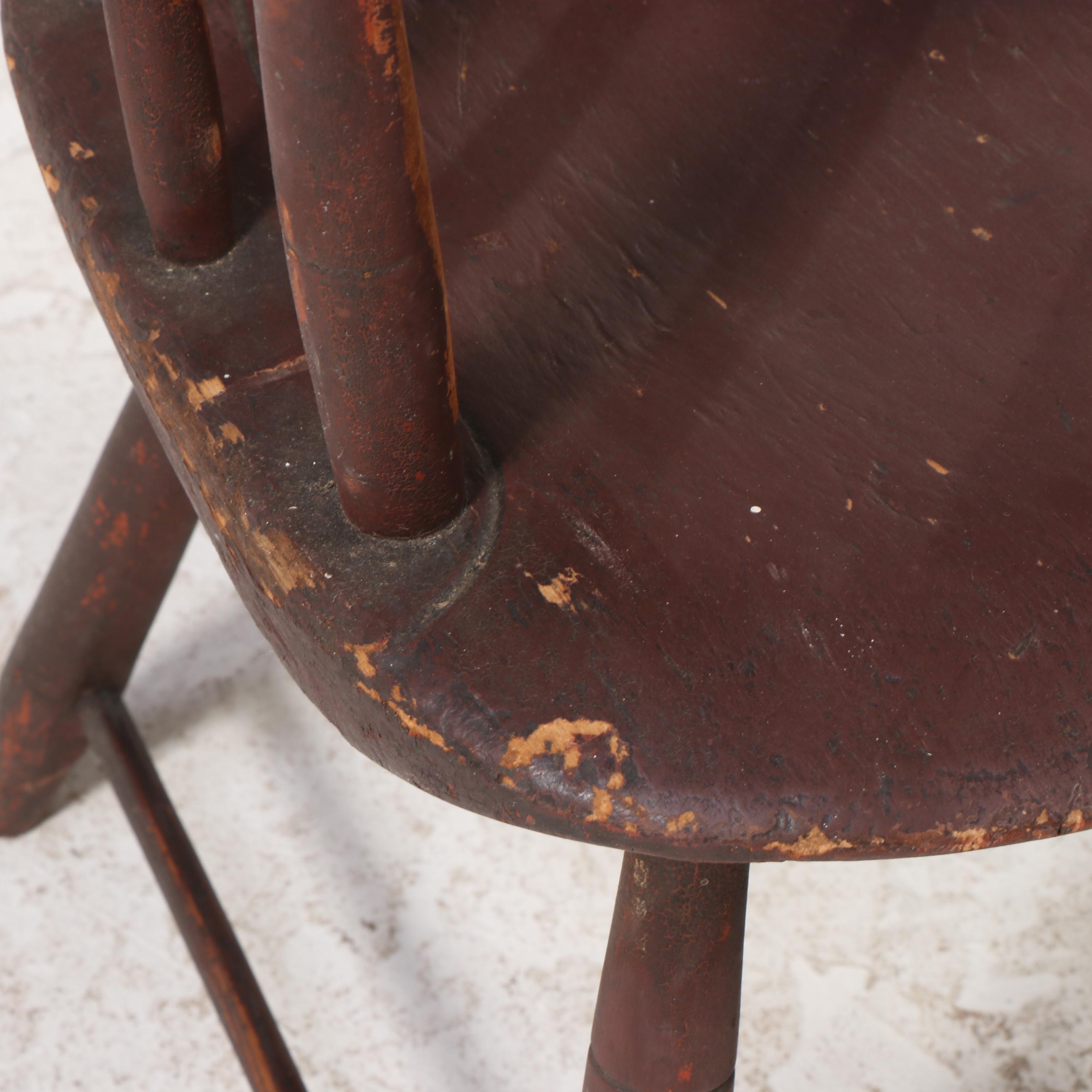 American Primitive Arrow-Back Painted Ash Armchair, 19th Century