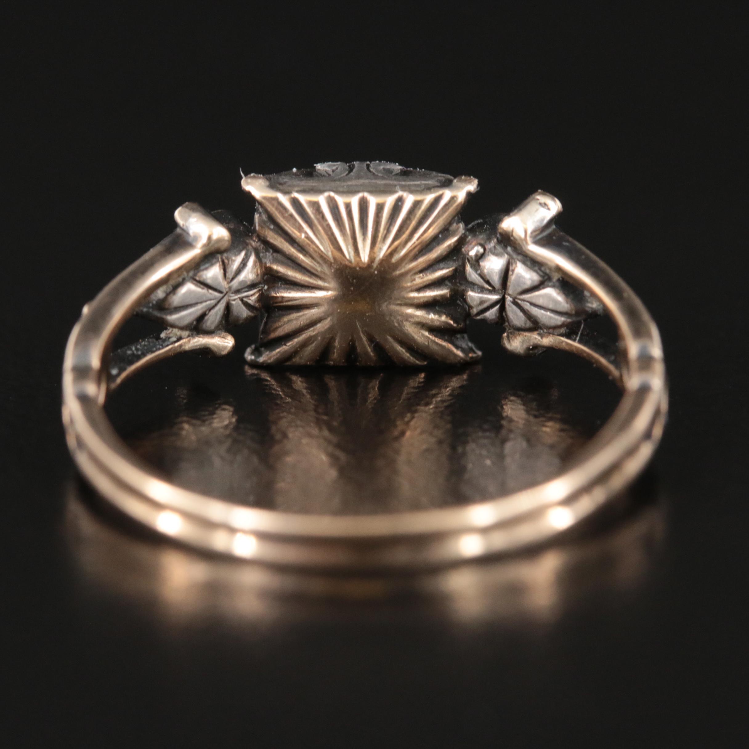 Georgian Revival 14K and Sterling Emerald and Diamond Ring