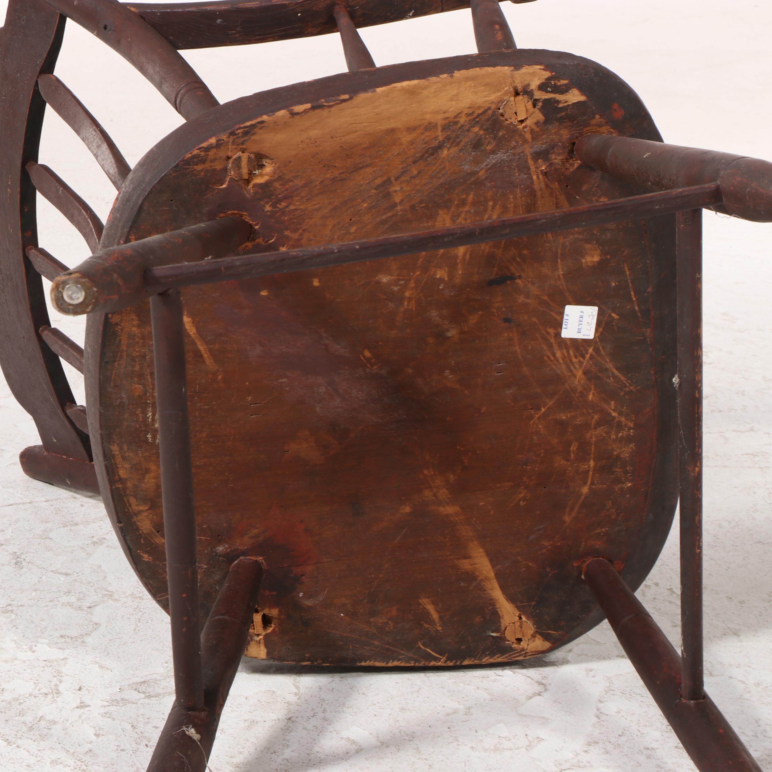 American Primitive Arrow-Back Painted Ash Armchair, 19th Century