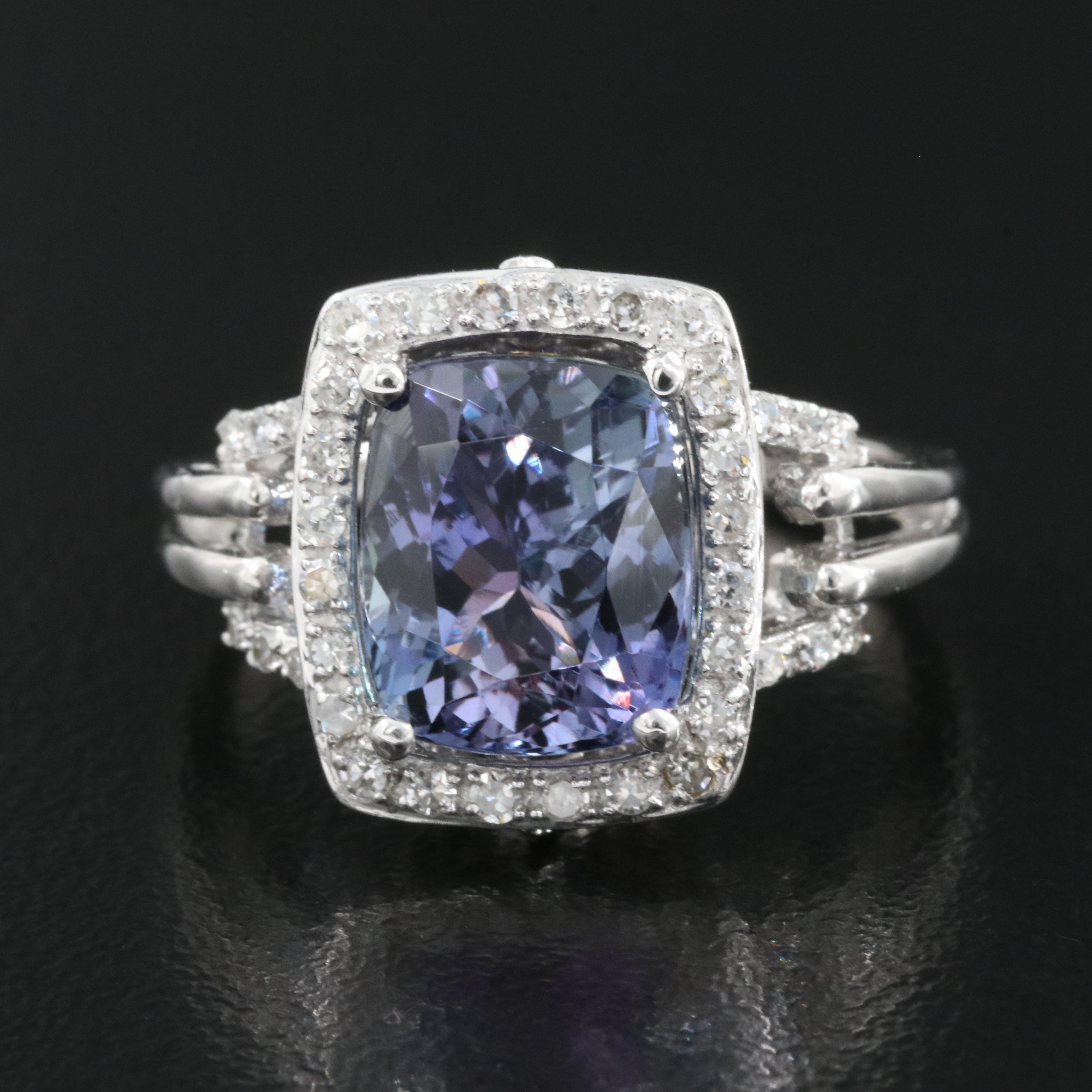 14K 4.36 CT Tanzanite, Citrine and Diamond Ring with GIA Report