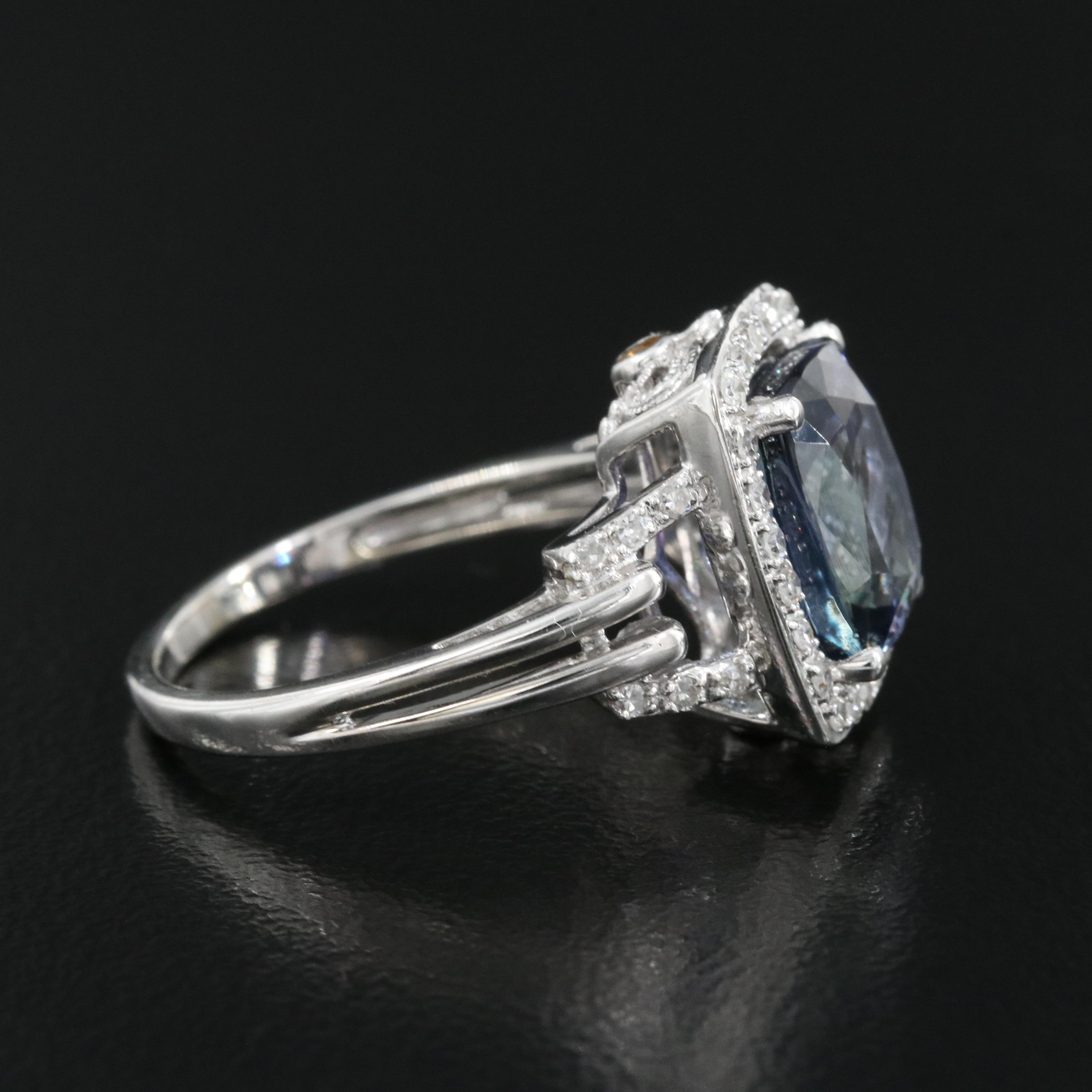 14K 4.36 CT Tanzanite, Citrine and Diamond Ring with GIA Report