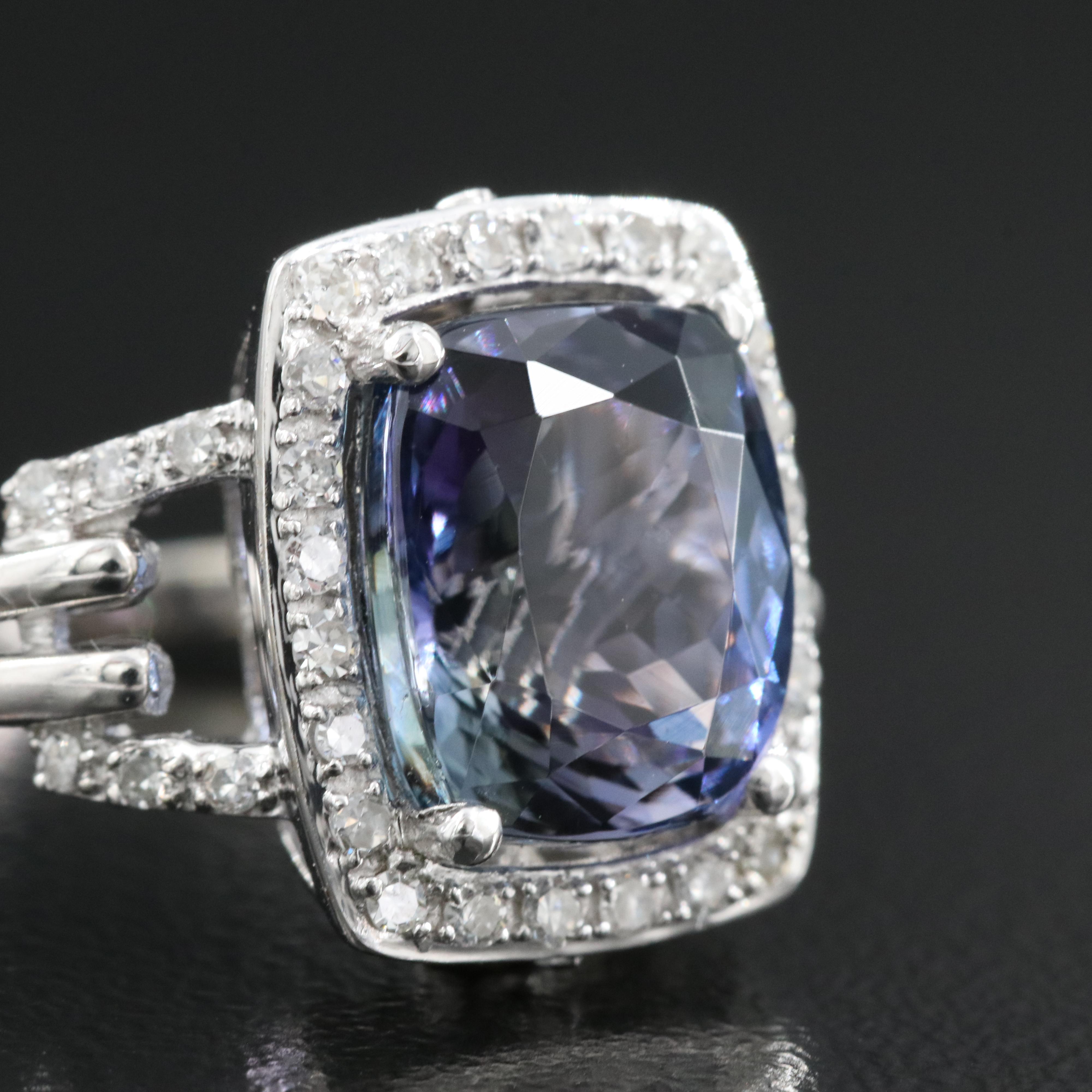 14K 4.36 CT Tanzanite, Citrine and Diamond Ring with GIA Report