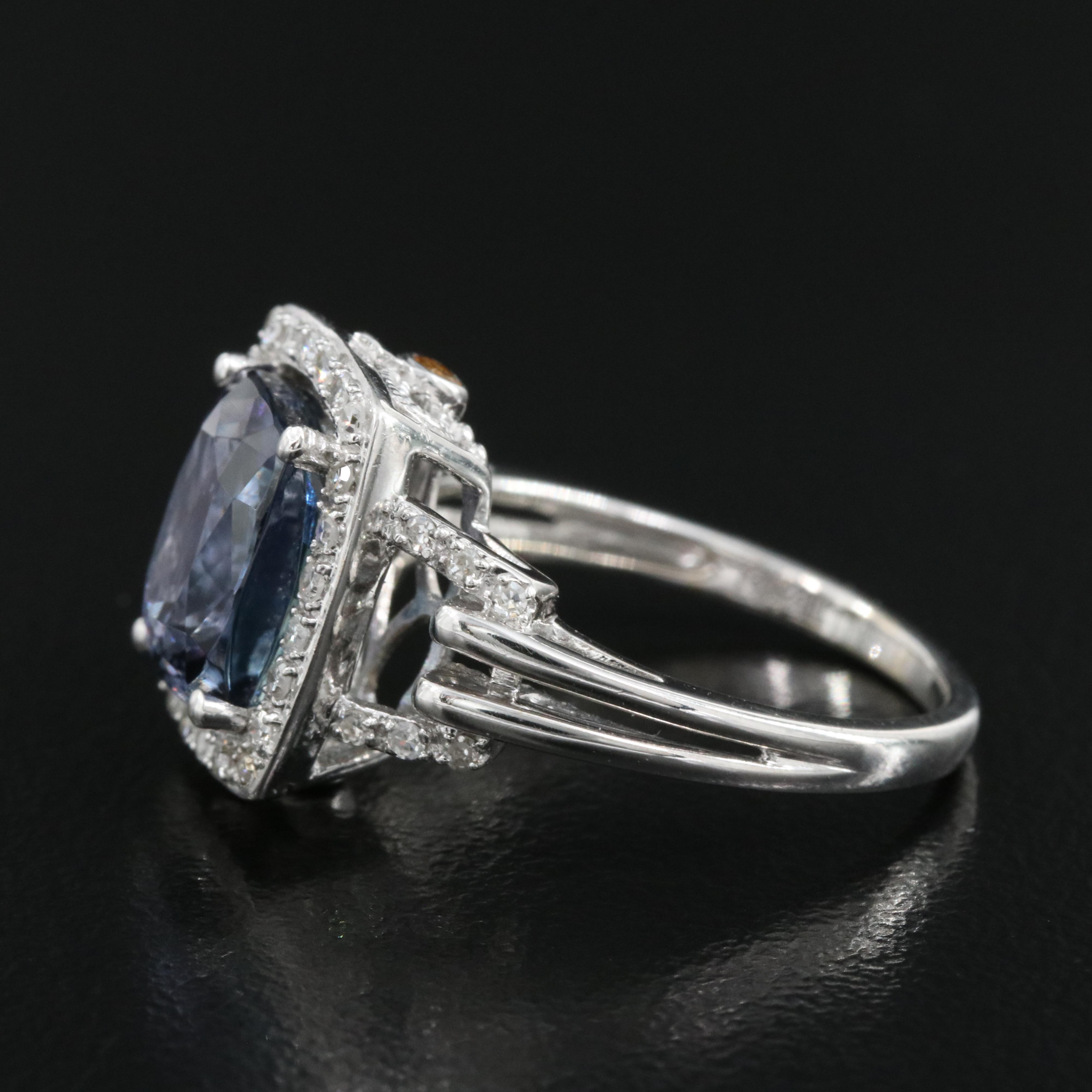 14K 4.36 CT Tanzanite, Citrine and Diamond Ring with GIA Report