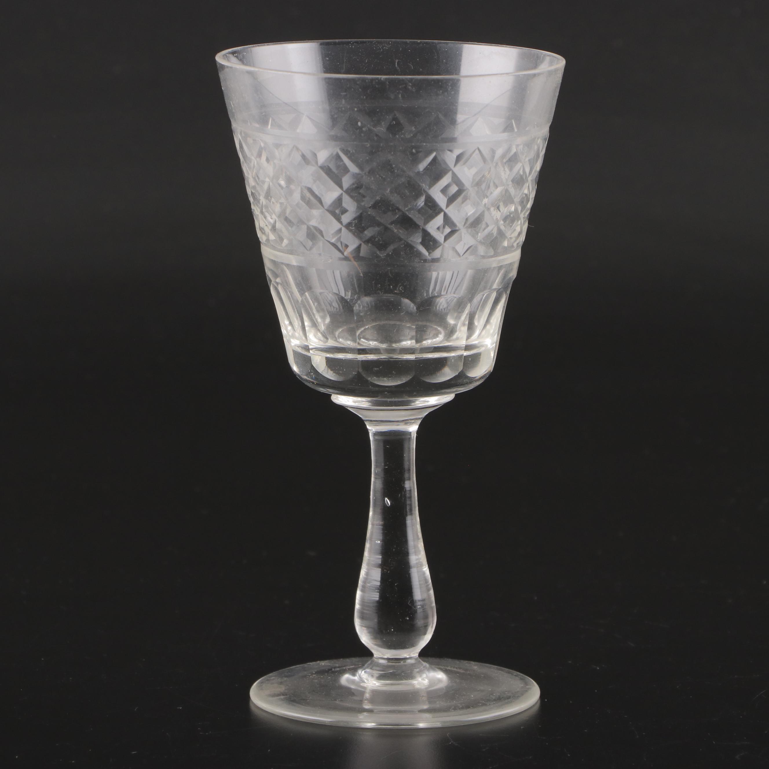 Cut Glass Wine Glasses, Mid to Late 20th Century