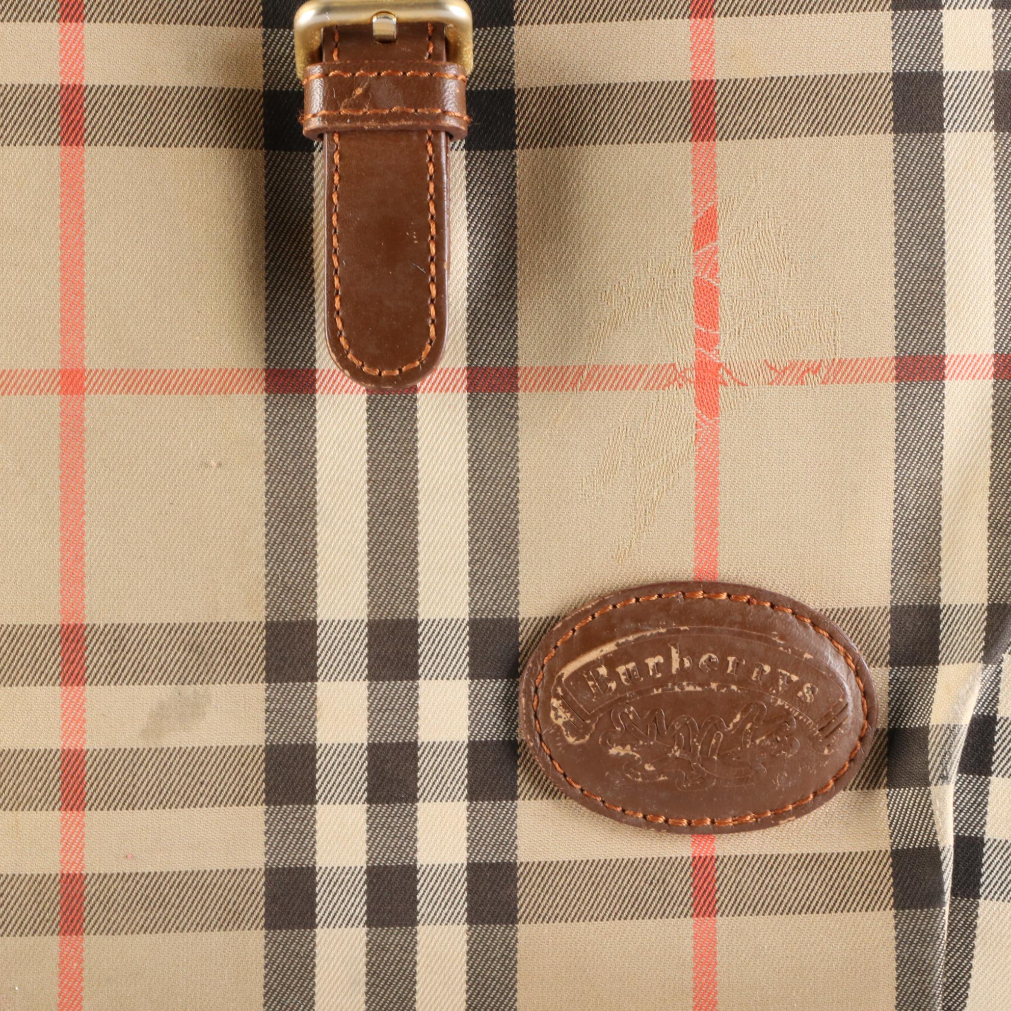 Burberrys Shoulder Bag in Haymarket Check with Brown Leather Trim