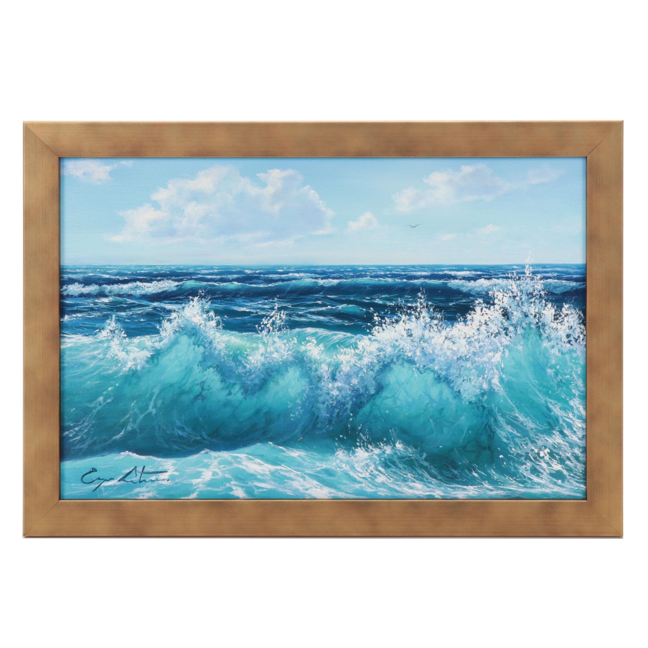 Jevgenijus Litvinas Oil Painting "Ocean Waves," 2022