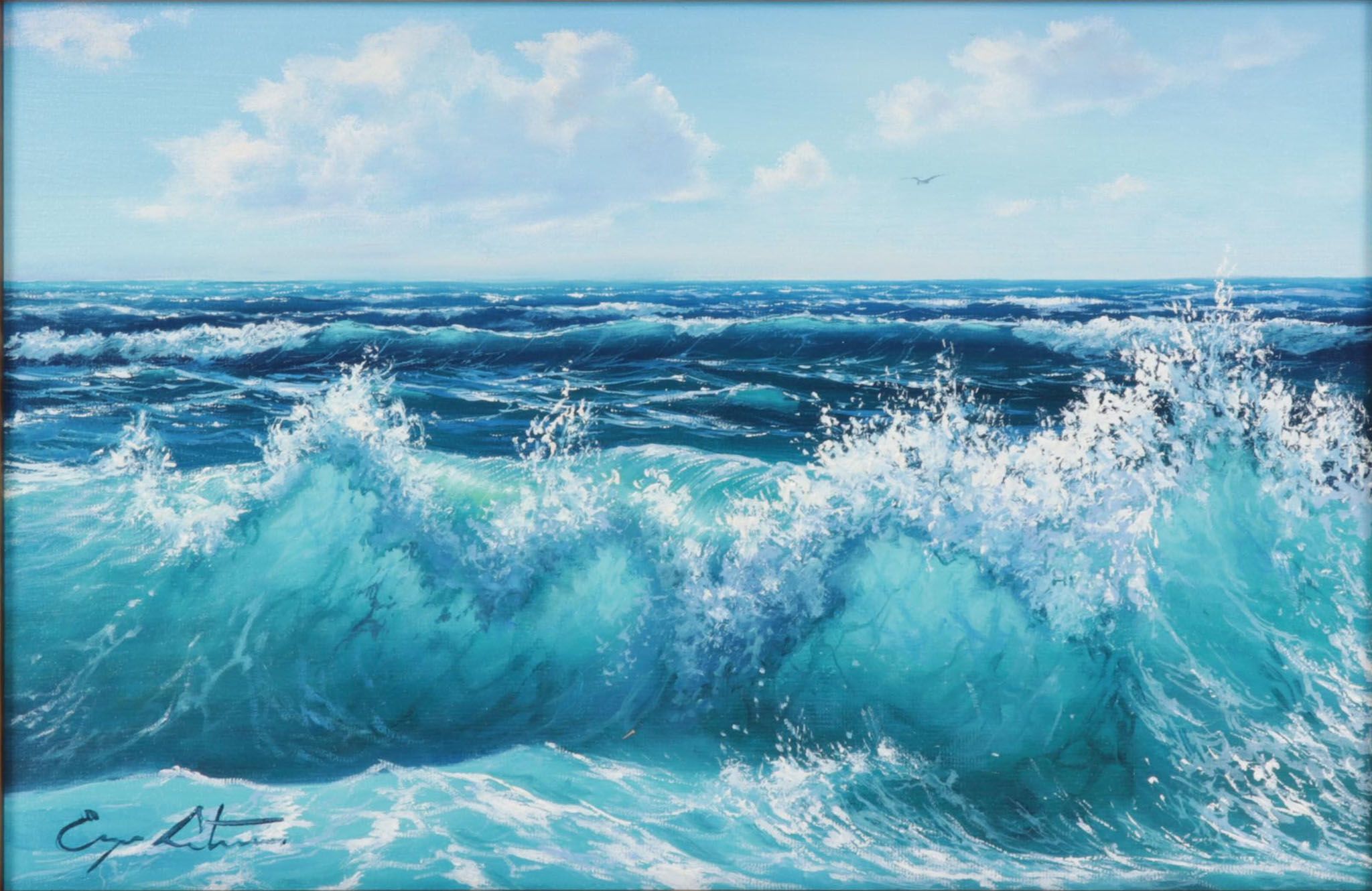 Jevgenijus Litvinas Oil Painting "Ocean Waves," 2022