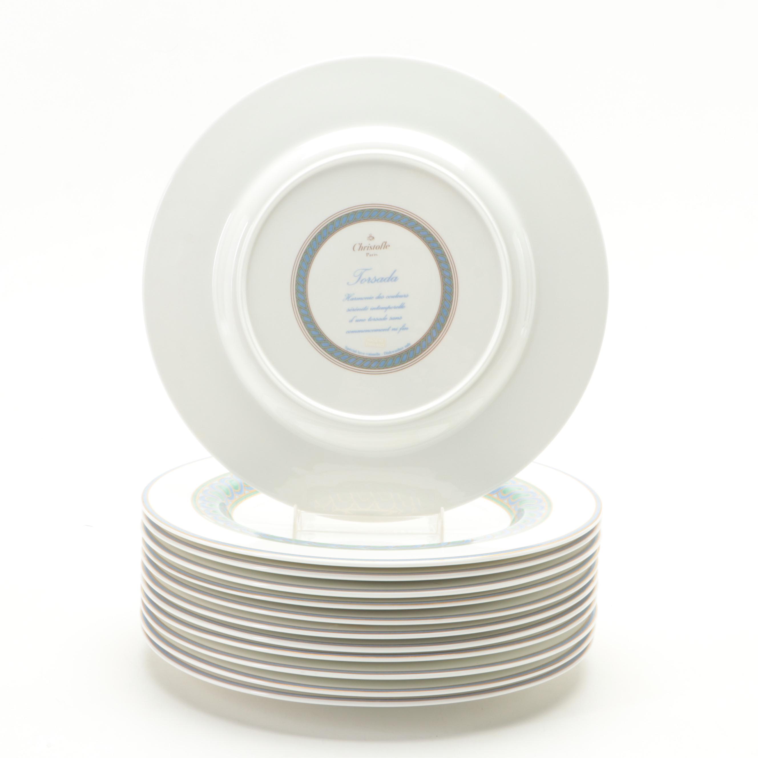 Christofle "Torsada" Porcelain Dinner Plates, 1999-2001