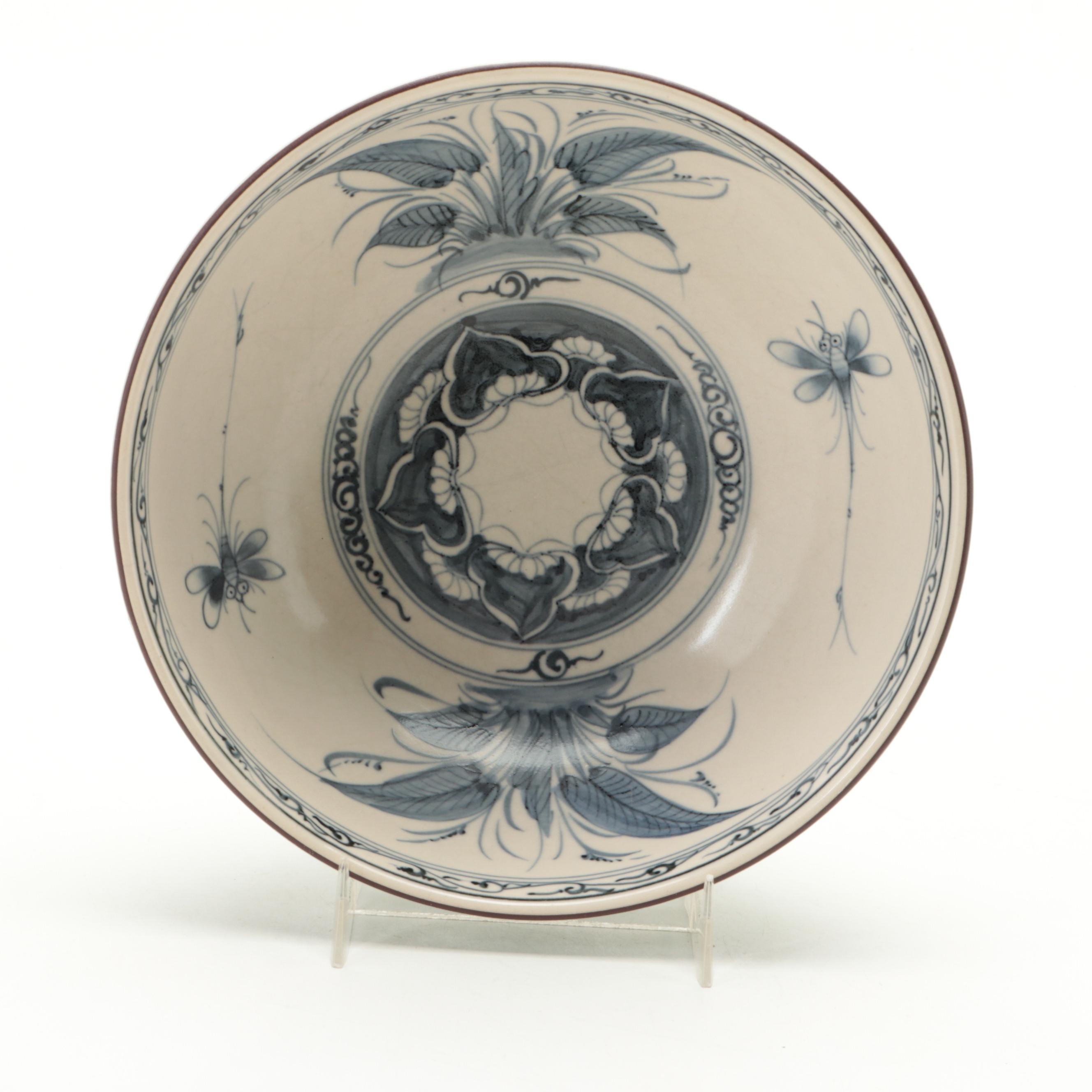 Vietnamese Bat Trang Pottery Dragonfly Bowls