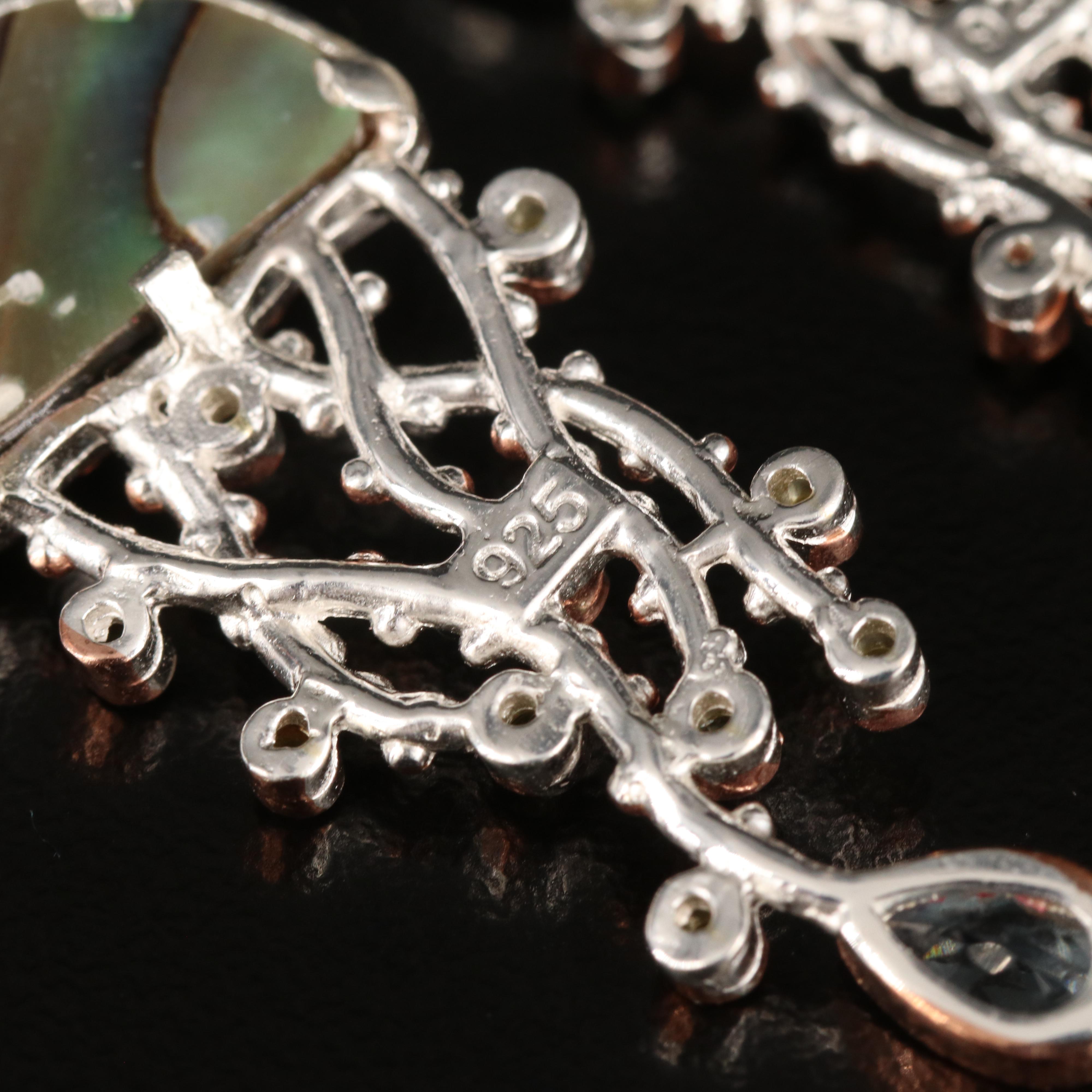 Sterling Abalone, Sky Blue Topaz and Peridot Jellyfish Earrings