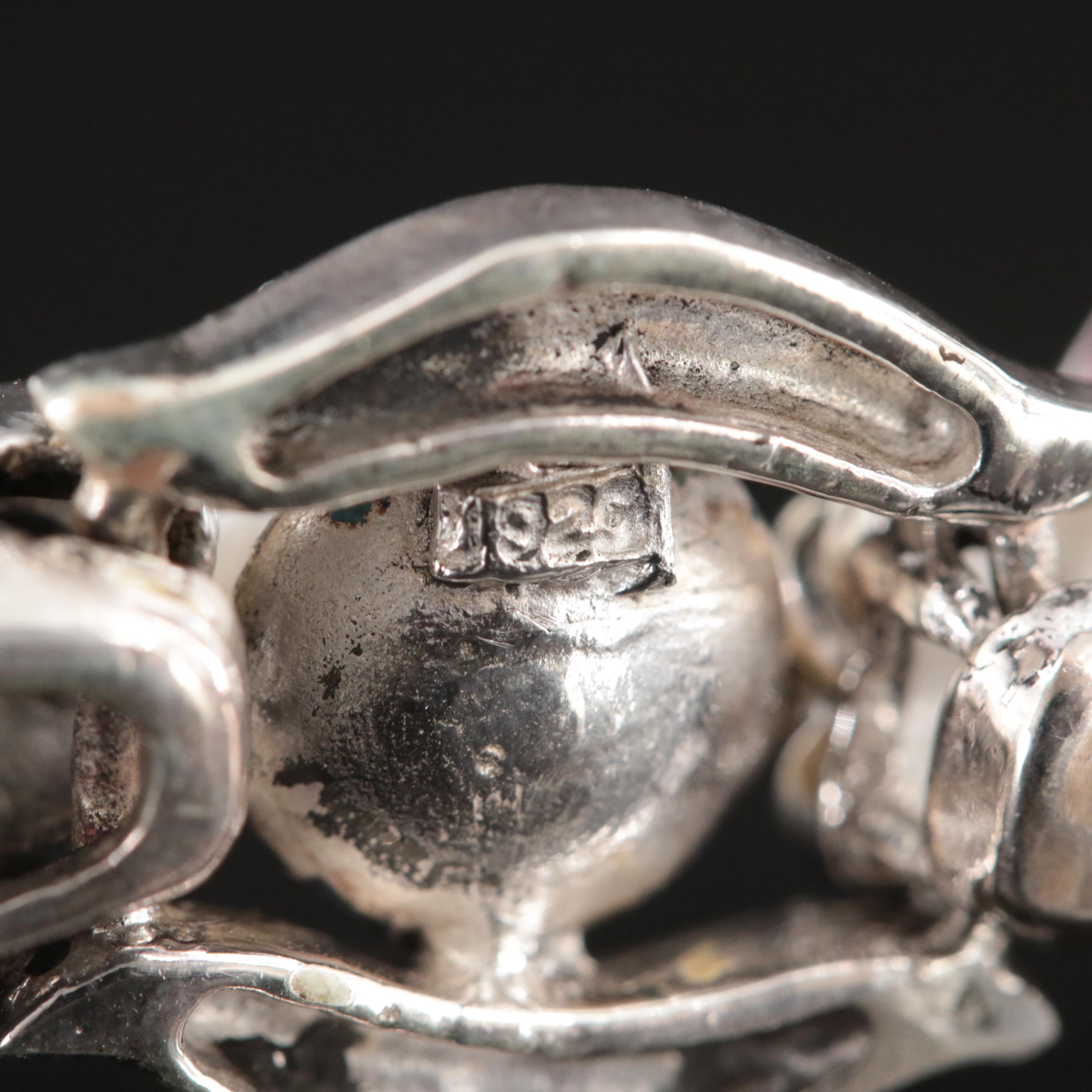 Sterling Pearl and Gemstone Double Headed Panther Bracelet