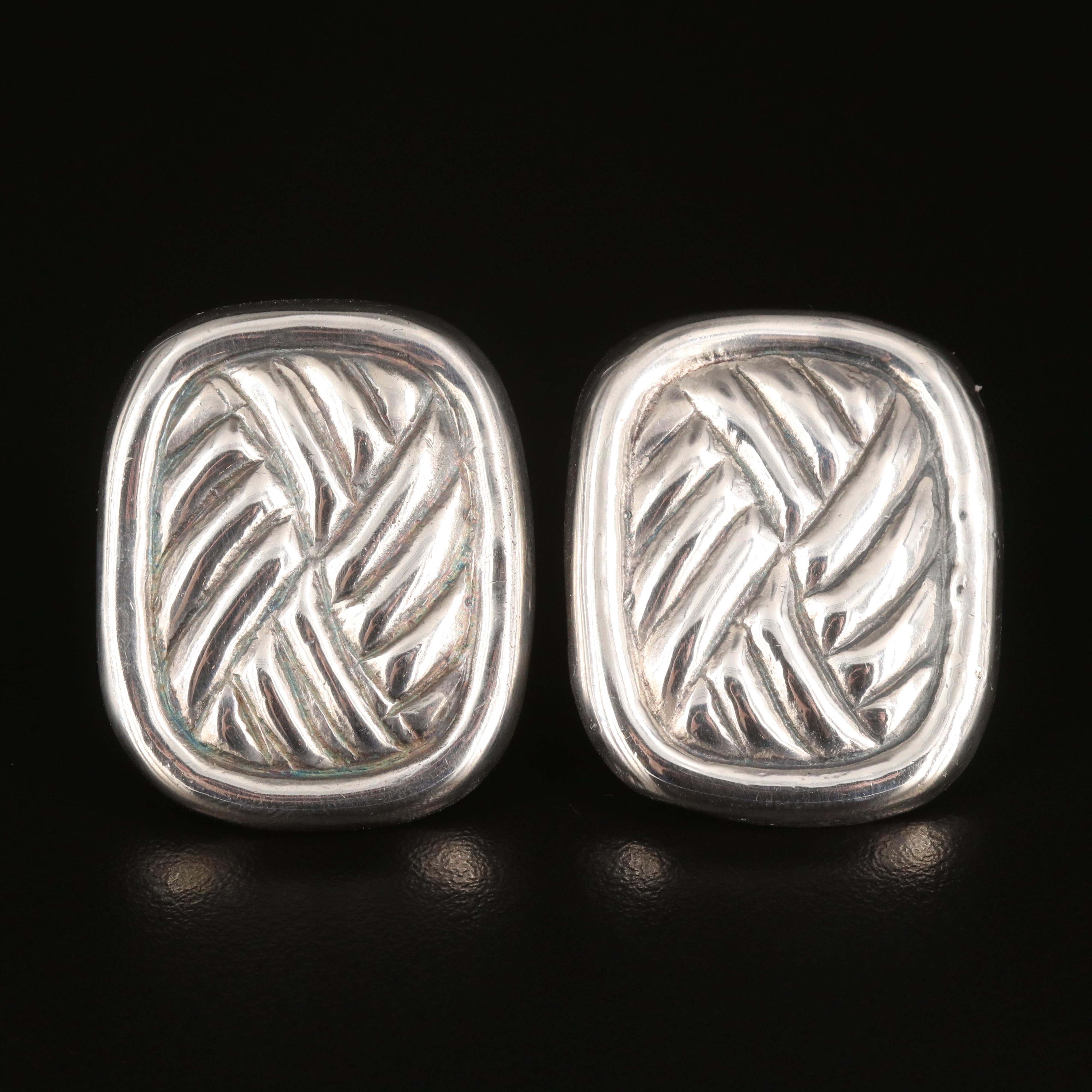 William Spratling "Petate" Sterling Earrings