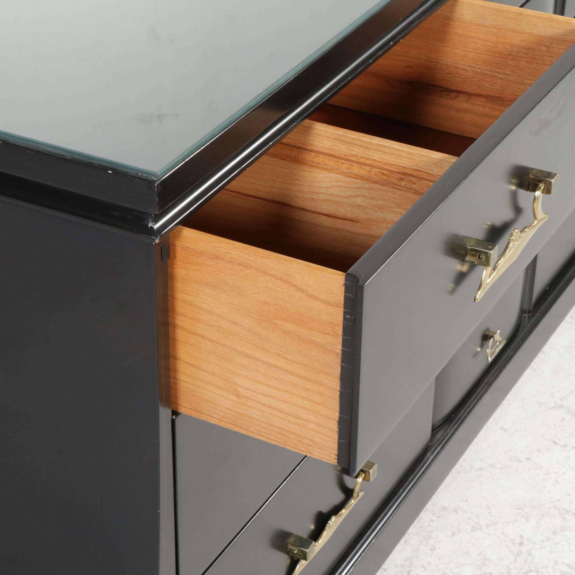 Sieling Furniture Modern Black Lacquered Dresser, Chest and Nightstand