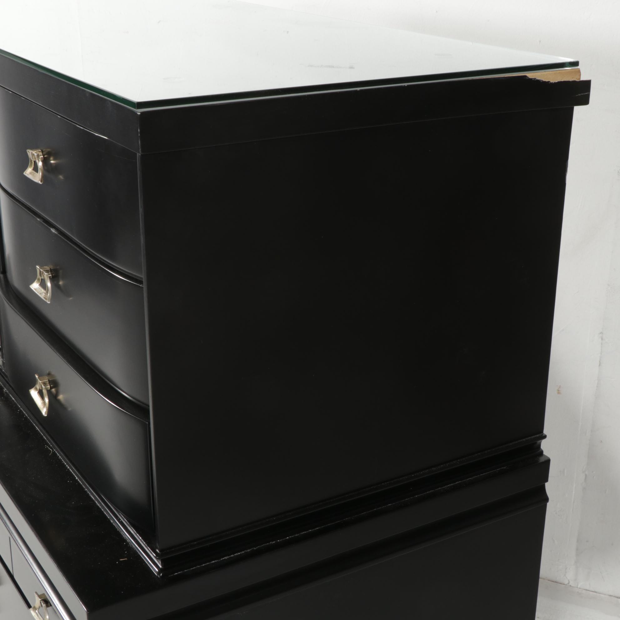 Sieling Furniture Modern Black Lacquered Dresser, Chest and Nightstand