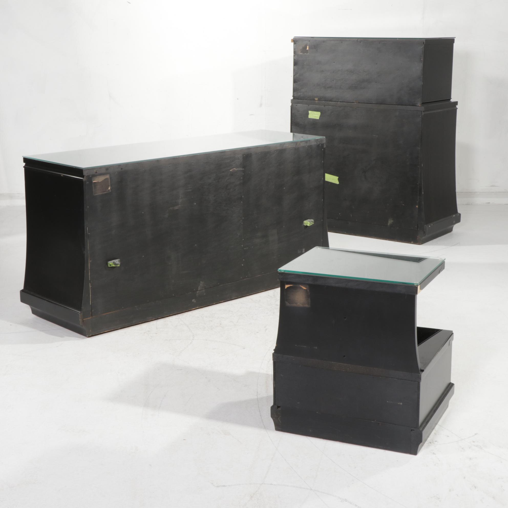 Sieling Furniture Modern Black Lacquered Dresser, Chest and Nightstand