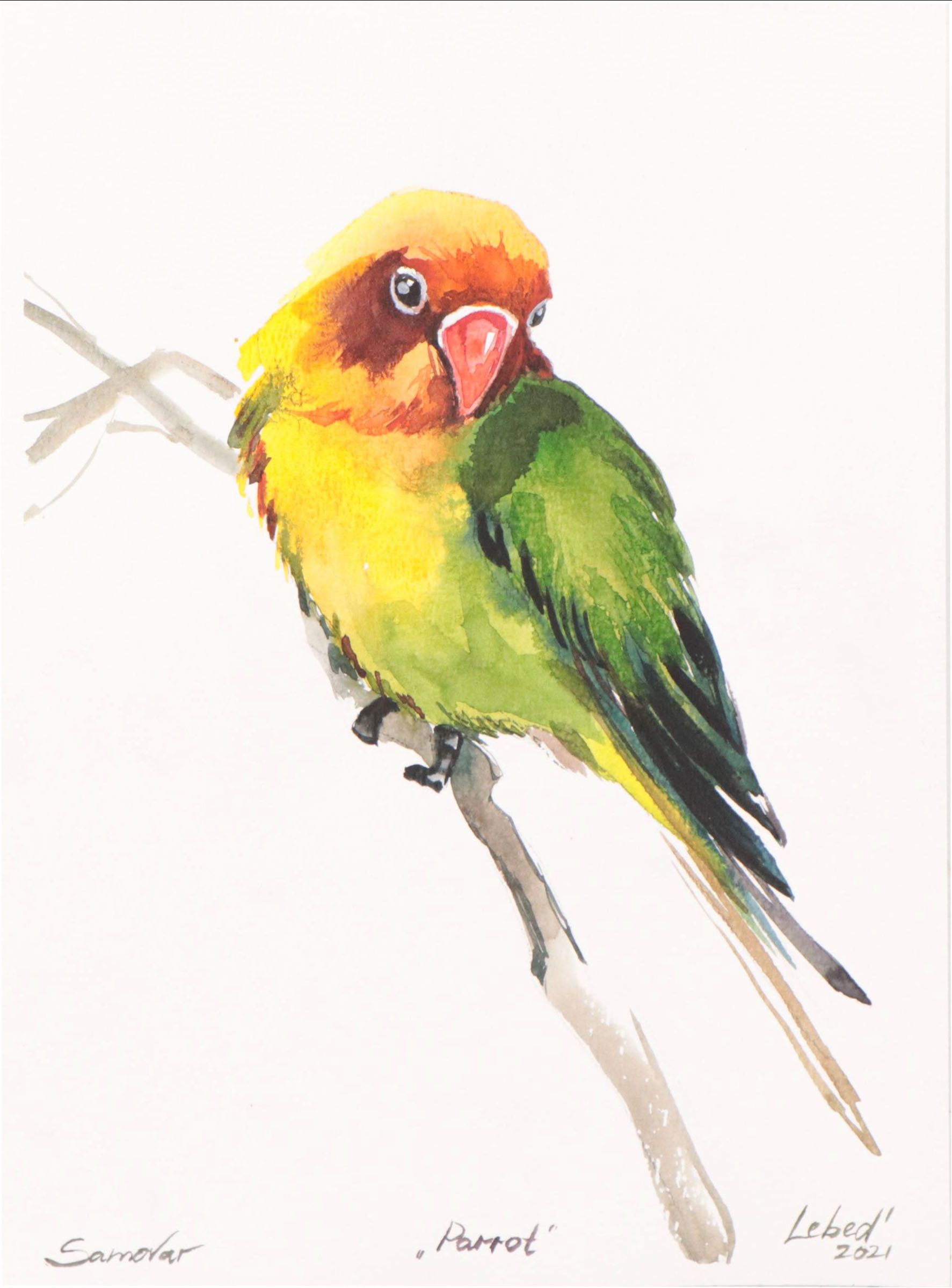 Marina Lebed Watercolor Painting "Parrot," 2021