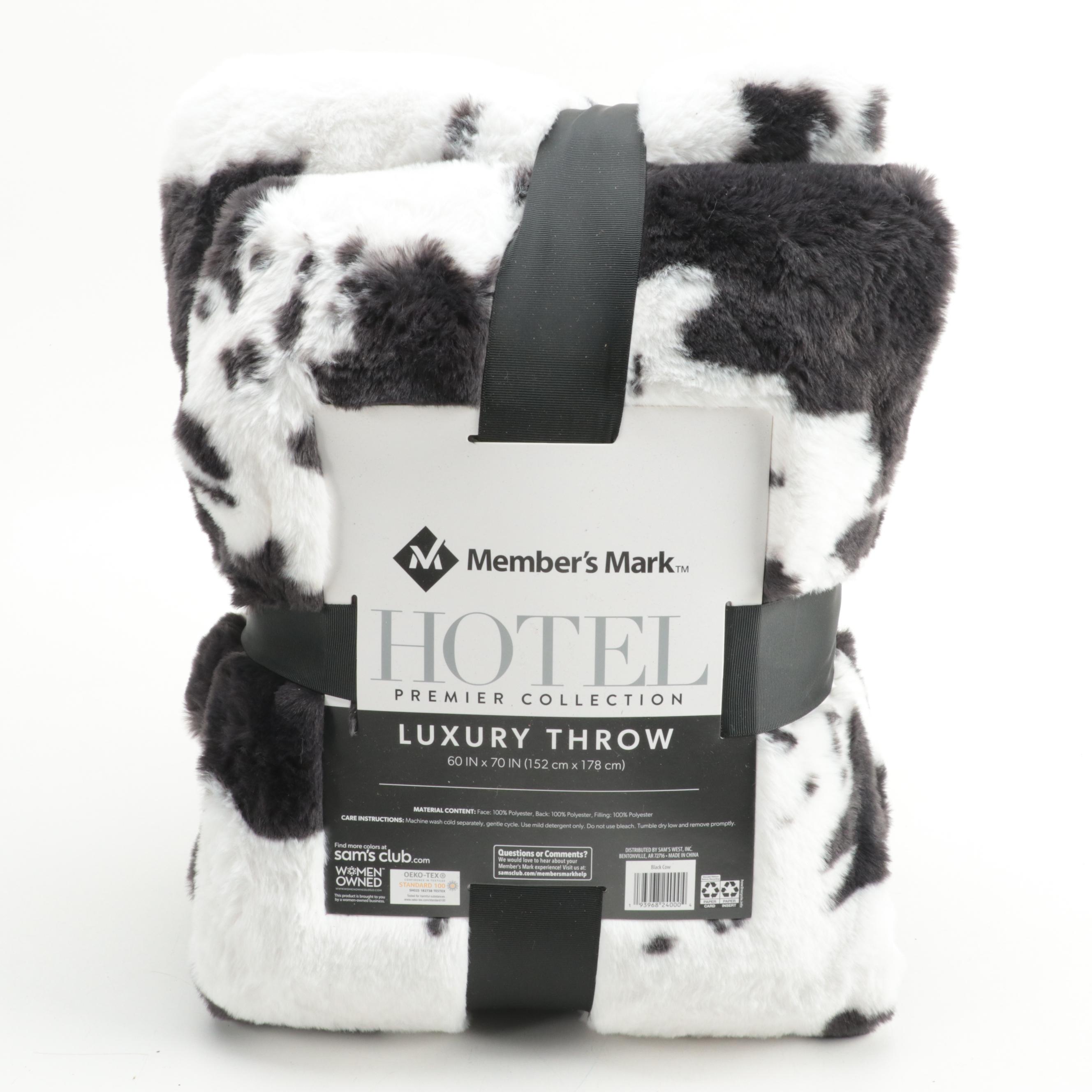 Member's Mark Hotel Premier Collection Luxury Throw in Black Cow