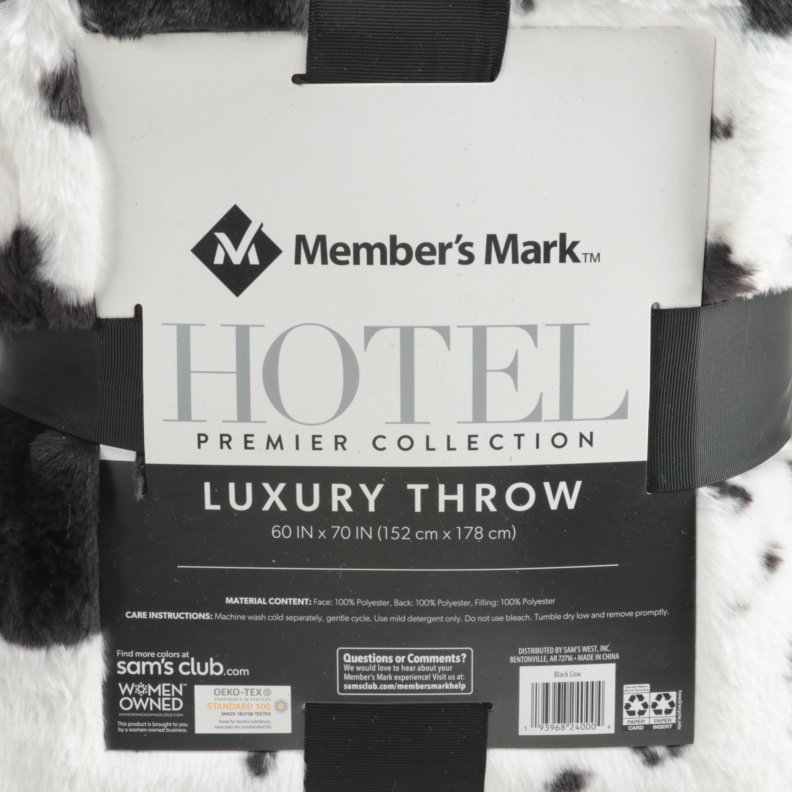 Member's Mark Hotel Premier Collection Luxury Throw in Black Cow