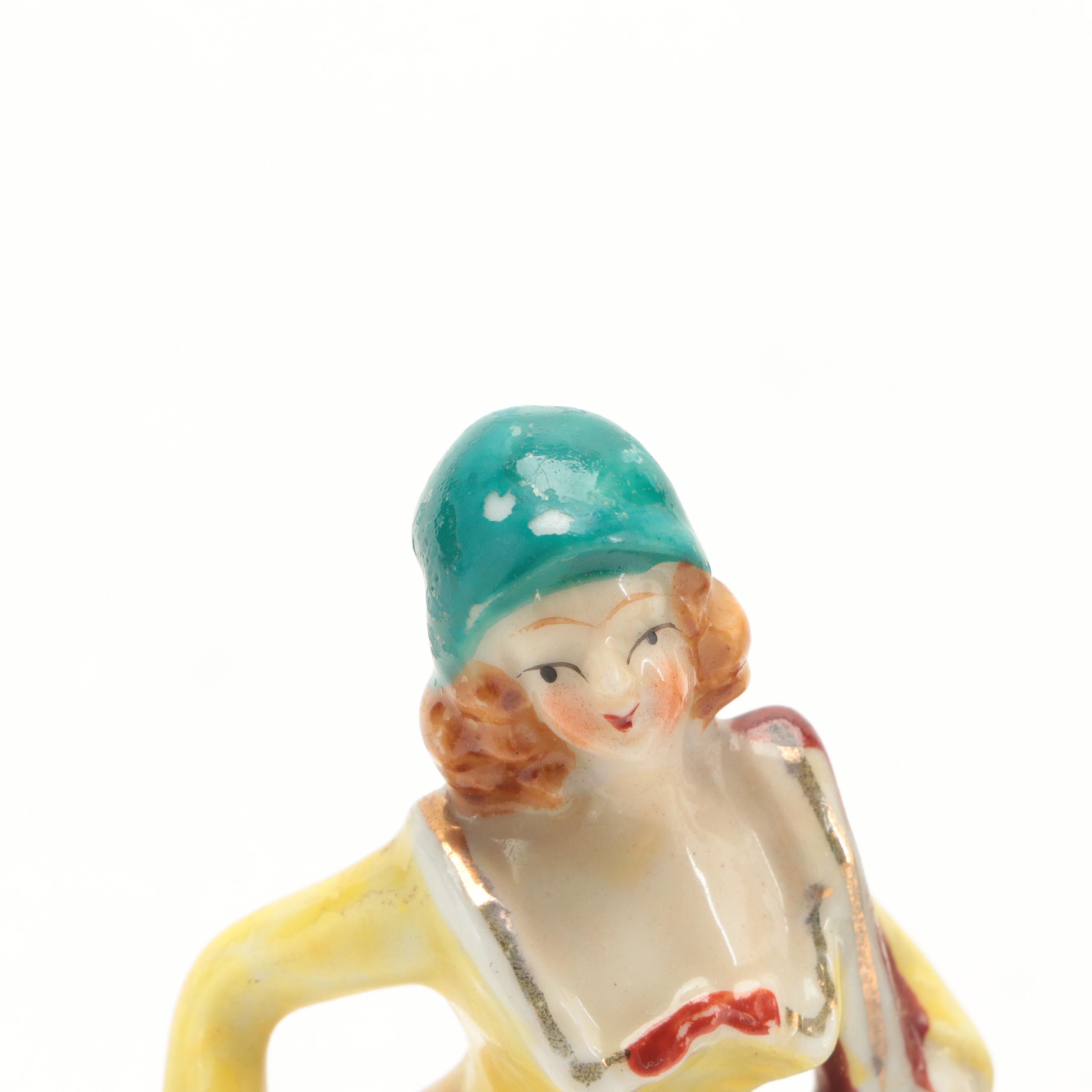 Occupied Japan Porcelain Figurines with Table Lamp