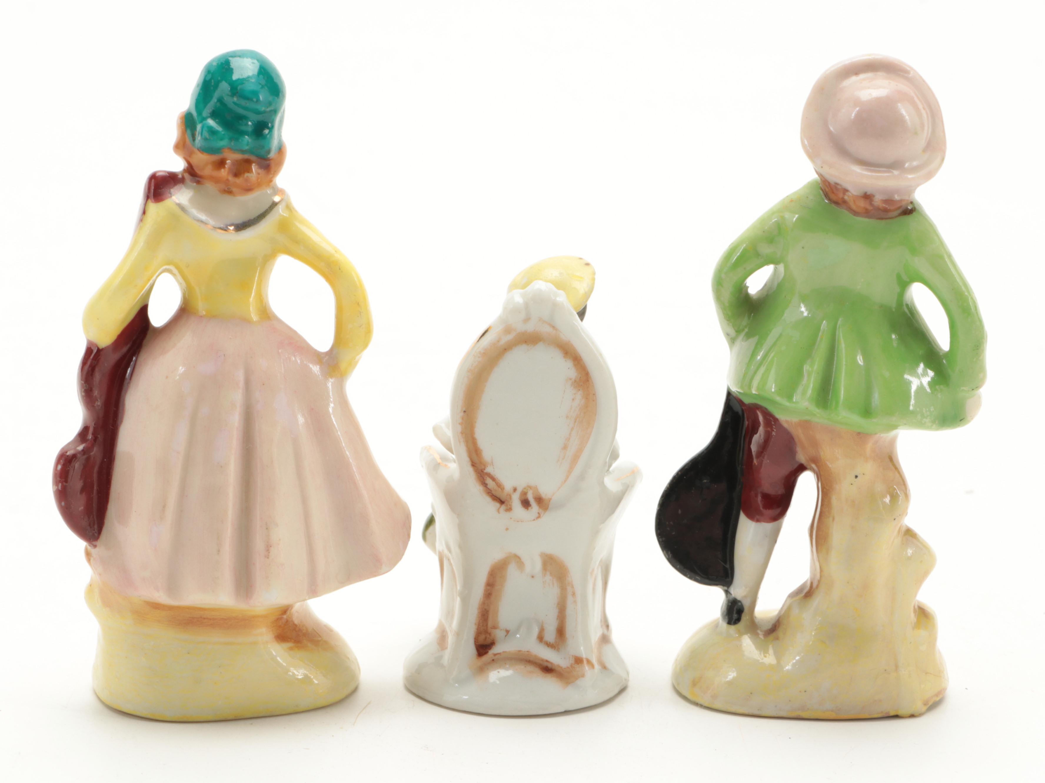 Occupied Japan Porcelain Figurines with Table Lamp